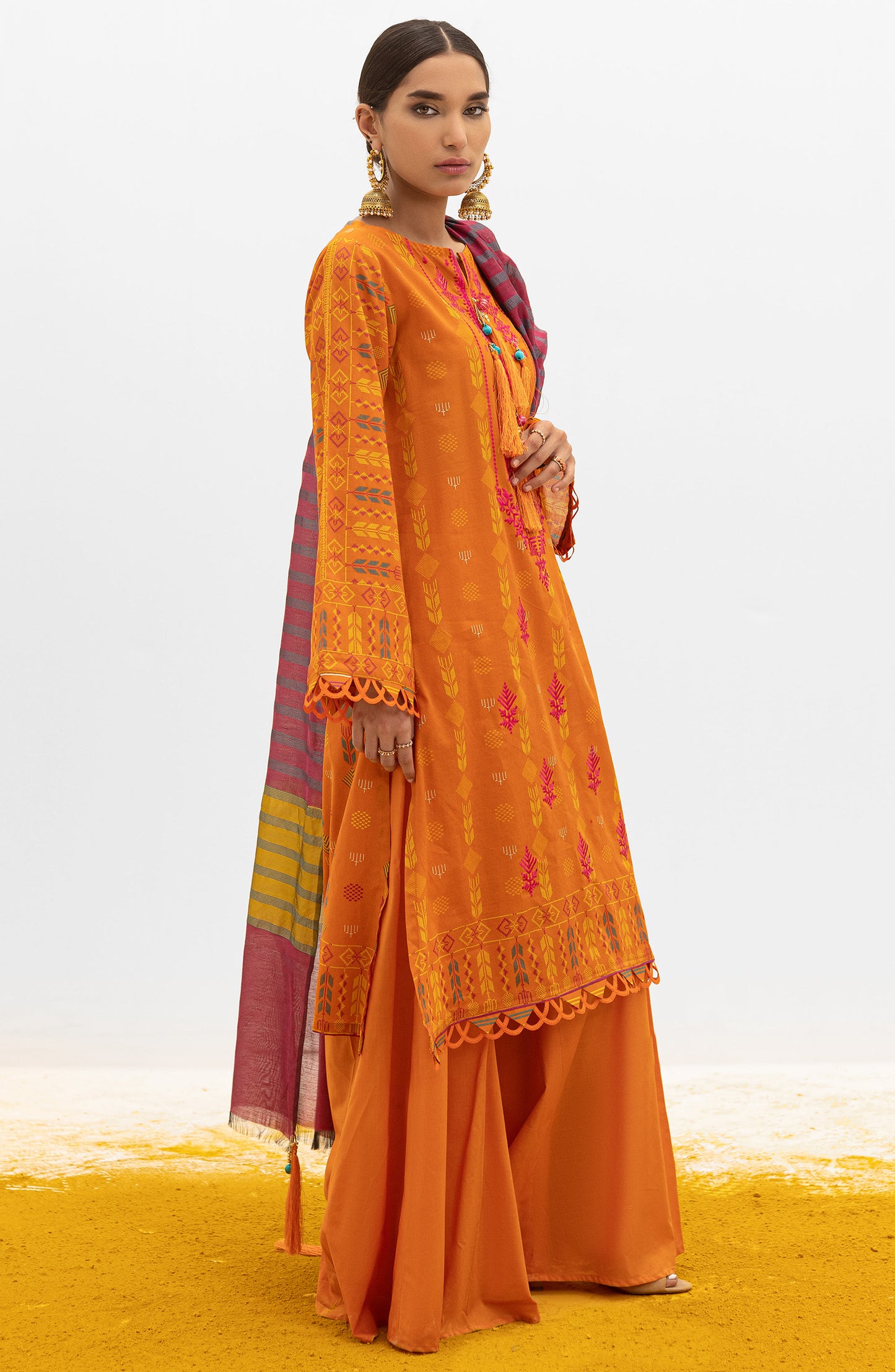 OTL-22-004/U RED LAWN  UNSTITCHED SHIRT DUPATTA PANTS