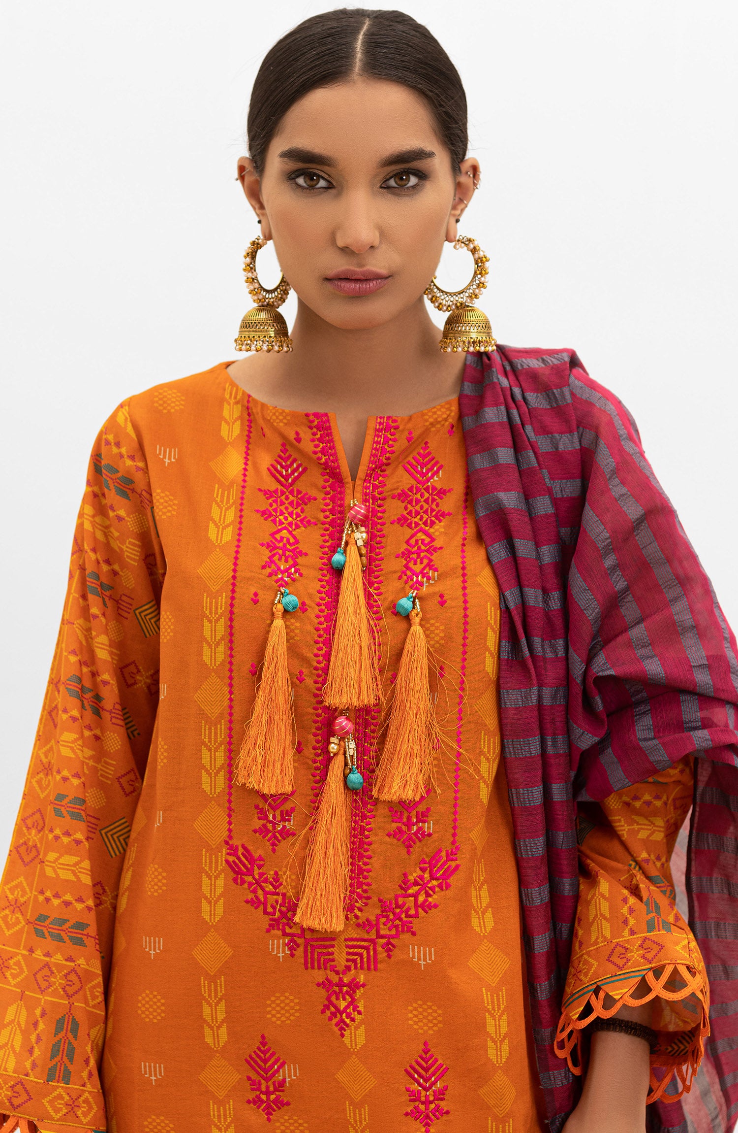 OTL-22-004/U RED LAWN  UNSTITCHED SHIRT DUPATTA PANTS