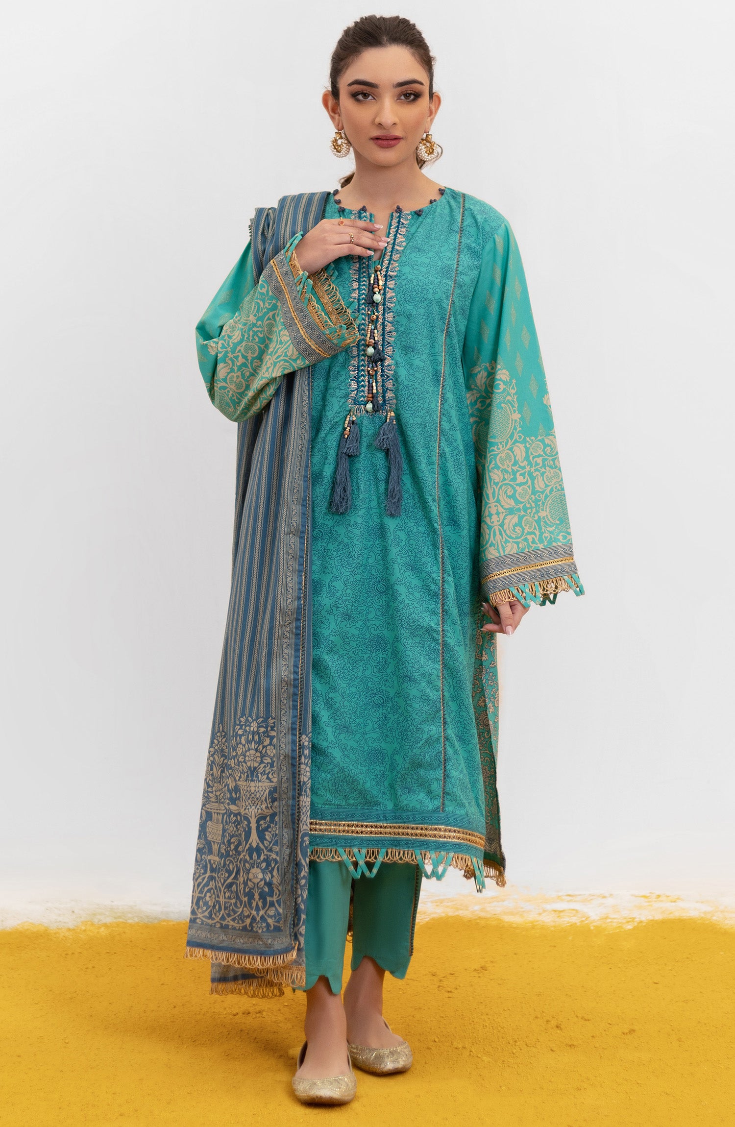 OTL-22-004/U RED LAWN  UNSTITCHED SHIRT DUPATTA PANTS