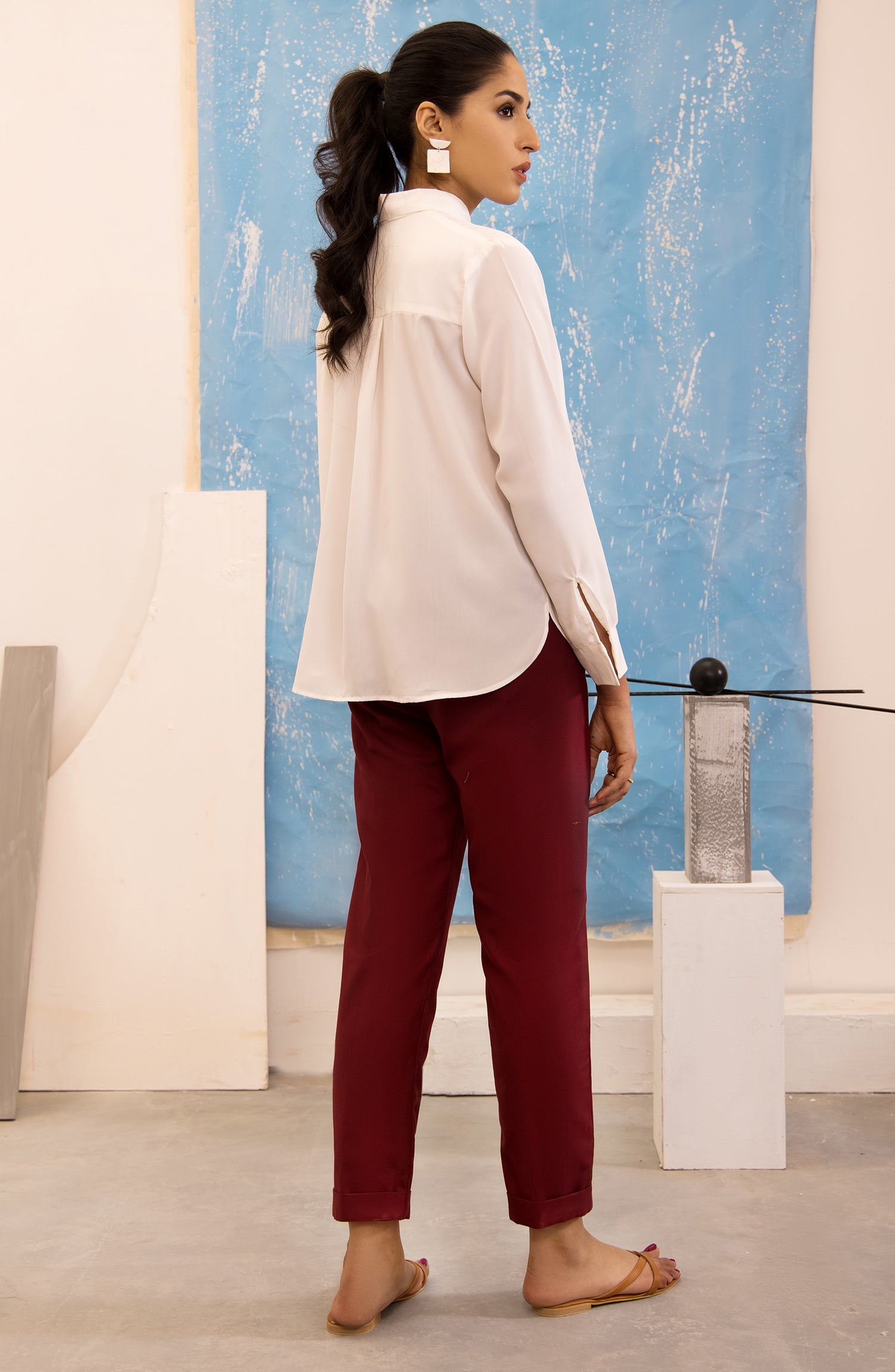 NRW-019/S WHITE GEORGETTE SCSHIRT WESTERN SHIRT