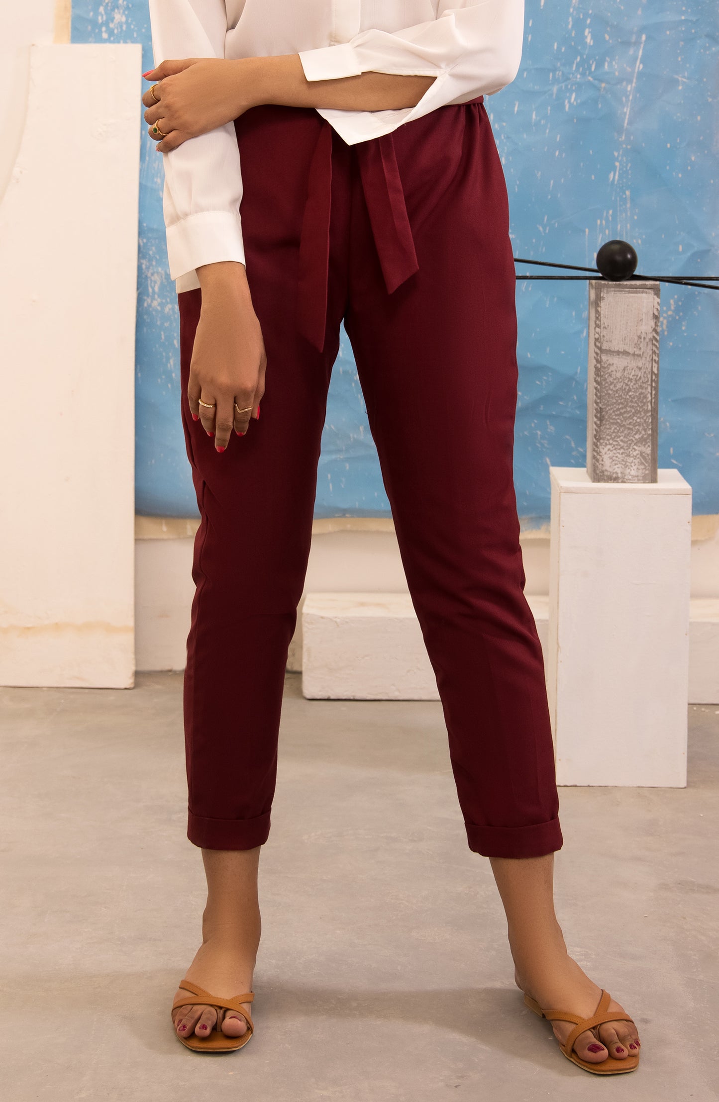 NRW-016/S MAROON COTTON SCPANTS WESTERN PANTS