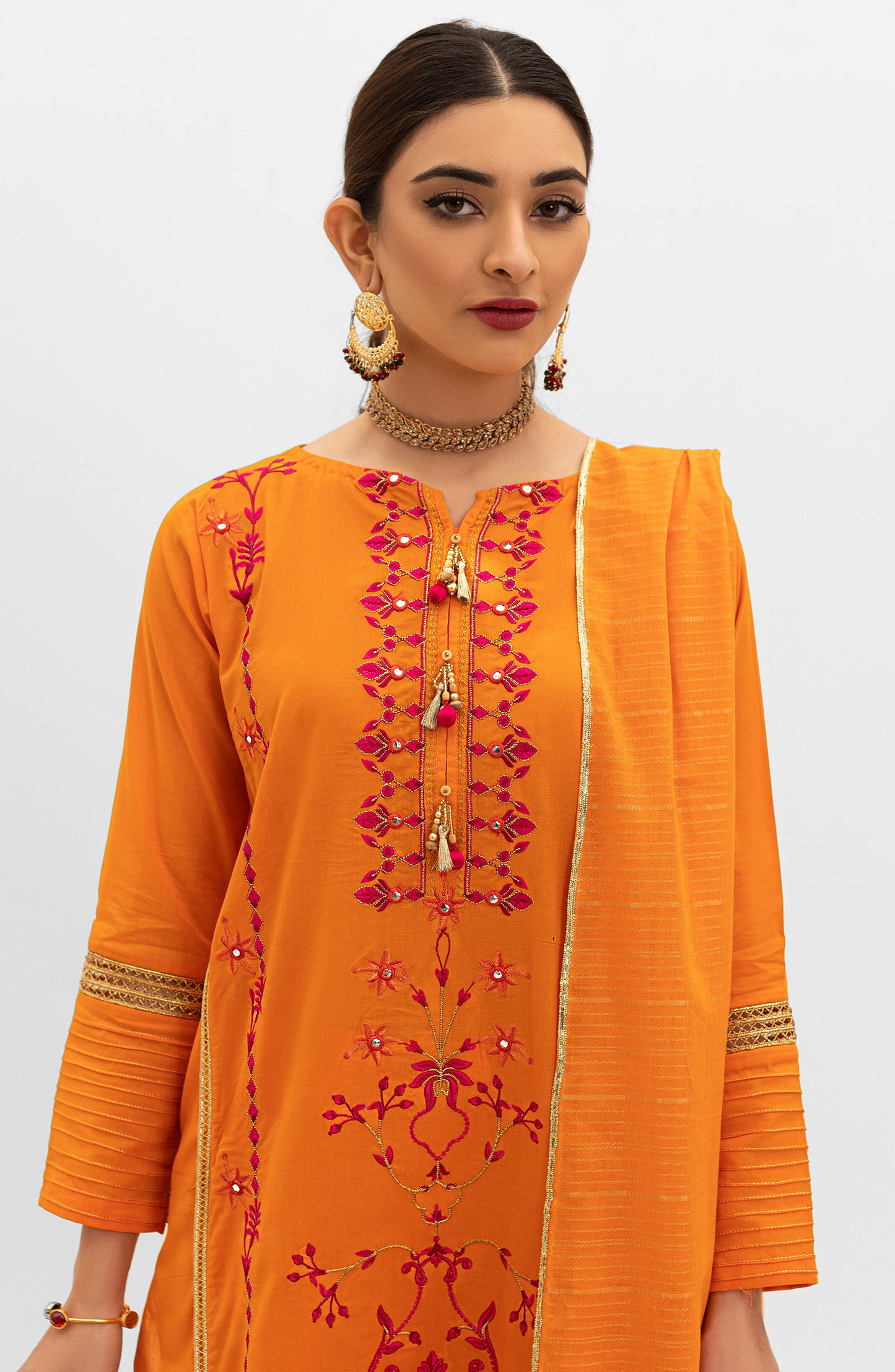 OTL-22-004/U RED LAWN  UNSTITCHED SHIRT DUPATTA PANTS
