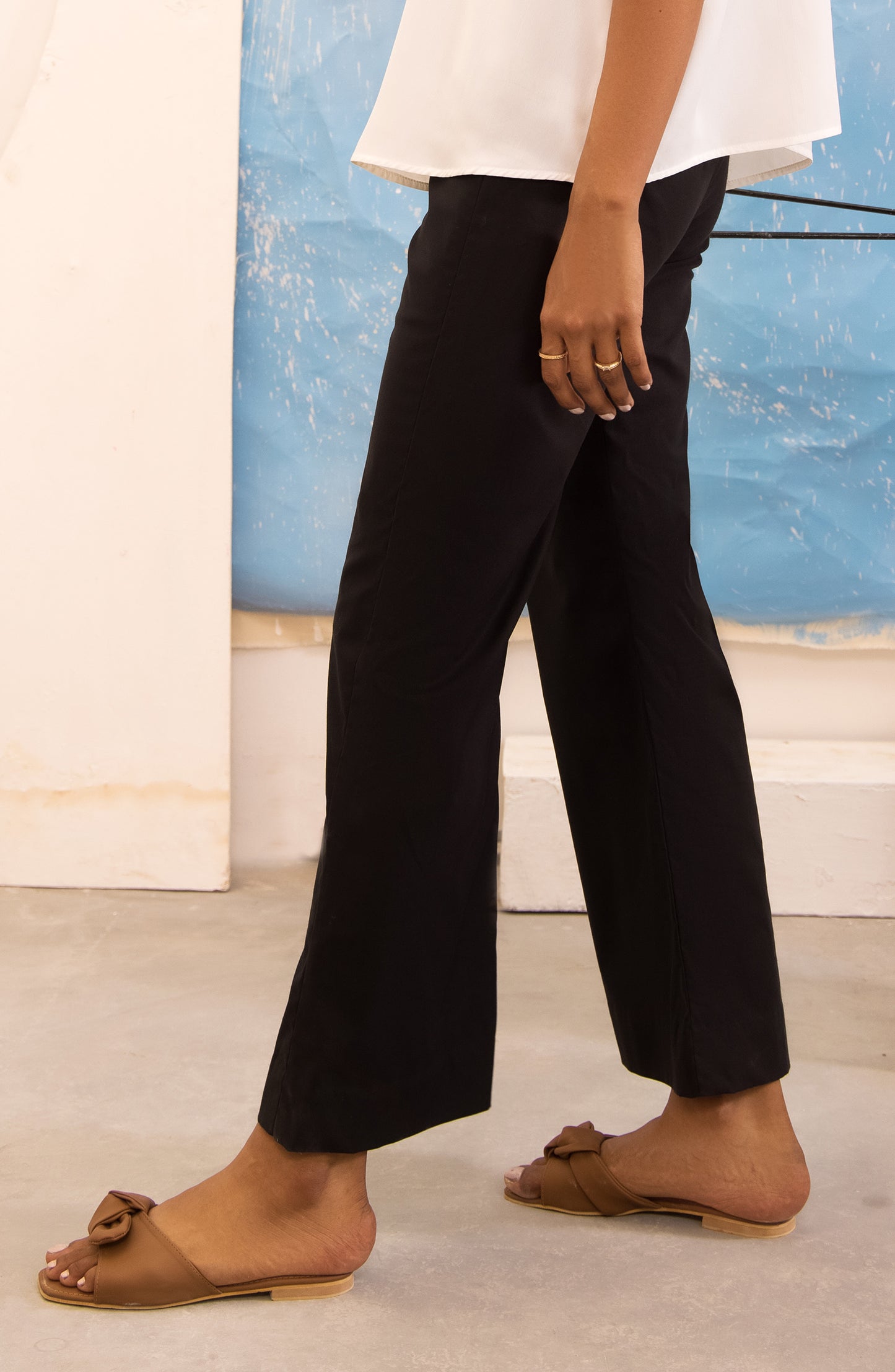 NRW-015/S BLACK COTTON SCPANTS WESTERN PANTS