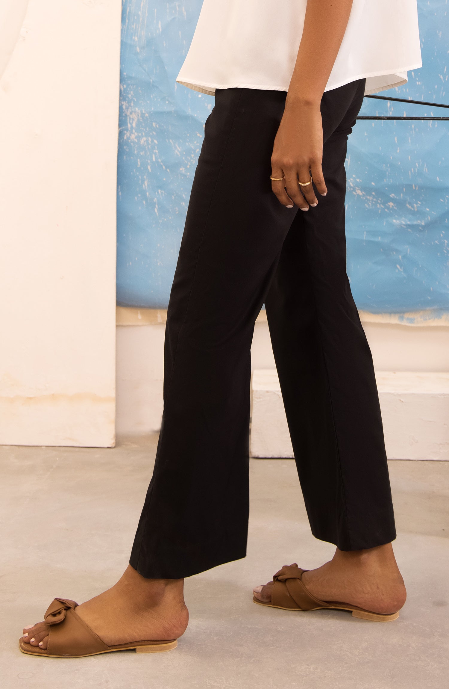 NRW-015/S BLACK COTTON SCPANTS WESTERN PANTS