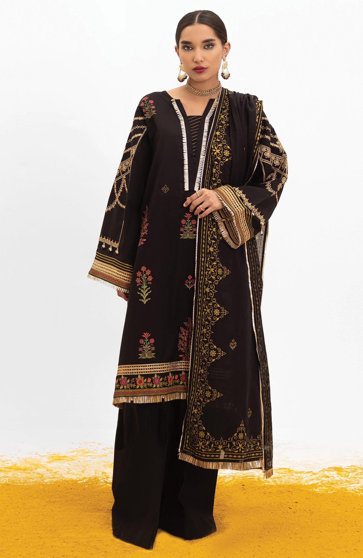 OTL-22-004/U RED LAWN  UNSTITCHED SHIRT DUPATTA PANTS