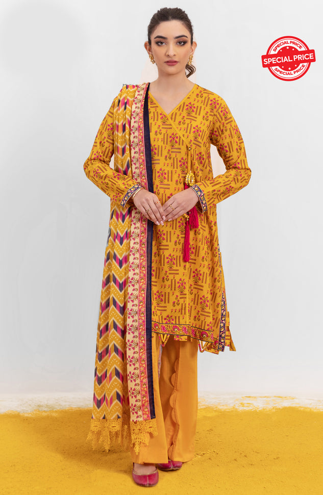 OTL-22-004/U RED LAWN  UNSTITCHED SHIRT DUPATTA PANTS