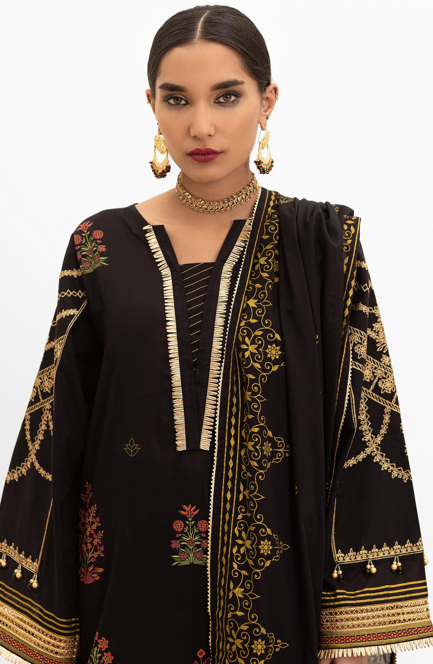 OTL-22-004/U RED LAWN  UNSTITCHED SHIRT DUPATTA PANTS