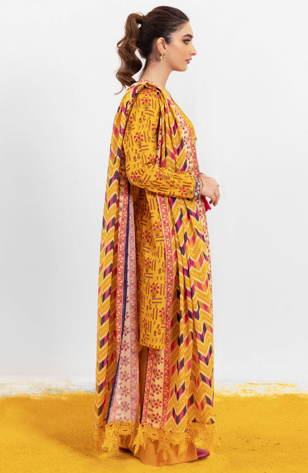 OTL-22-004/U RED LAWN  UNSTITCHED SHIRT DUPATTA PANTS