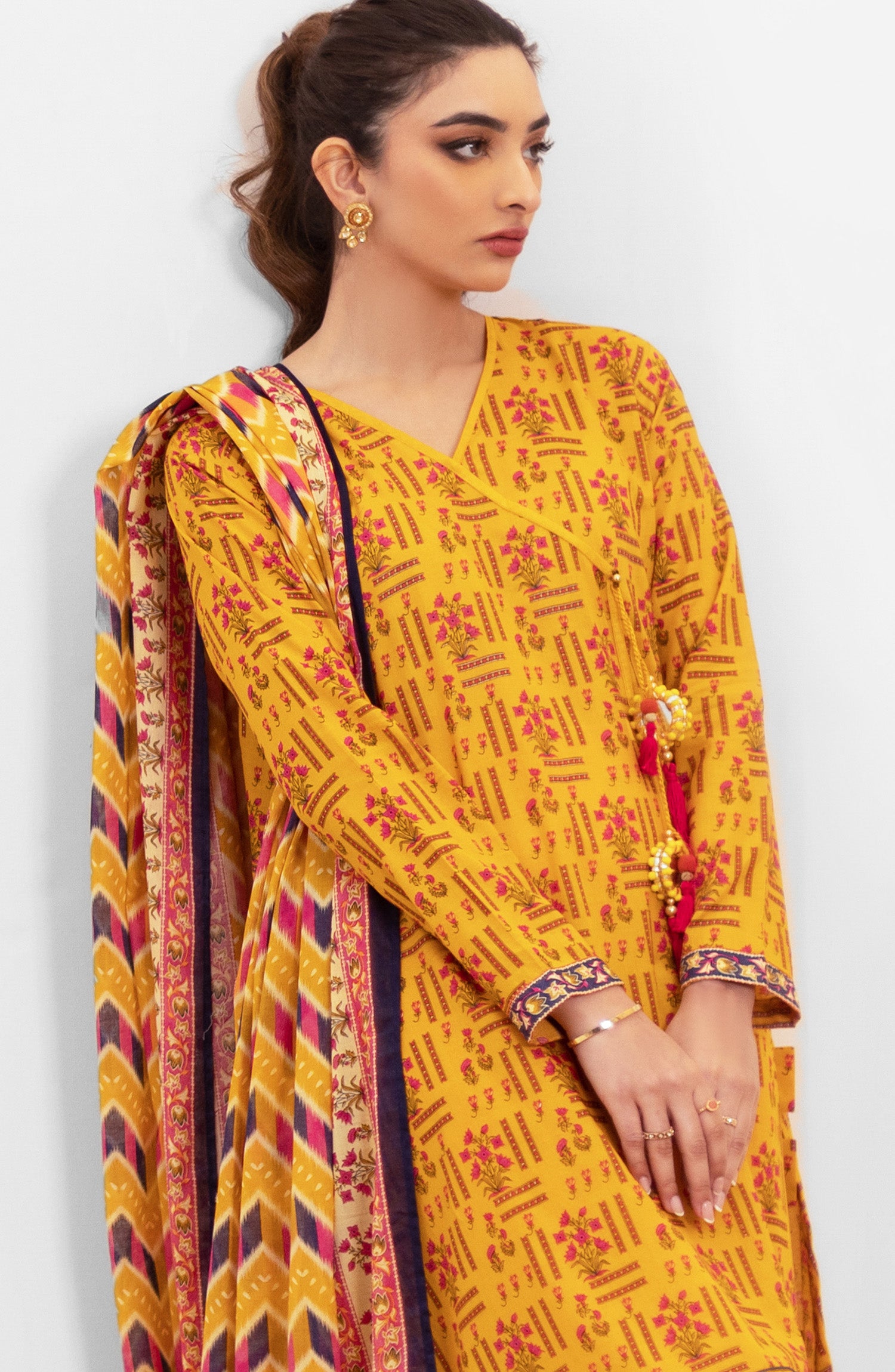 OTL-22-004/U RED LAWN  UNSTITCHED SHIRT DUPATTA PANTS
