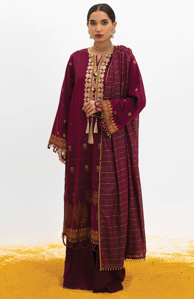 OTL-22-004/U RED LAWN  UNSTITCHED SHIRT DUPATTA PANTS