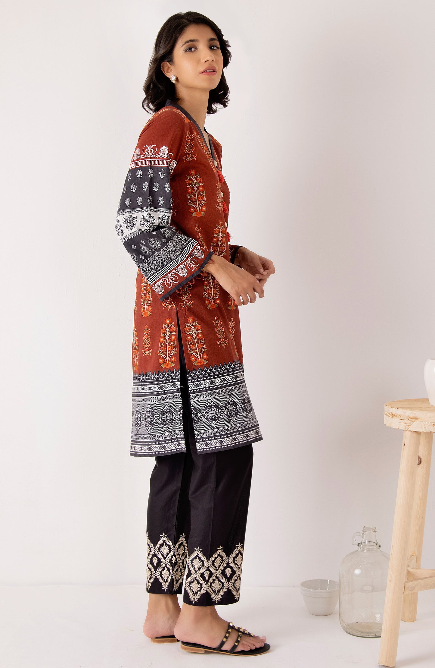 Stitched 1 Piece Printed Cambric Shirt