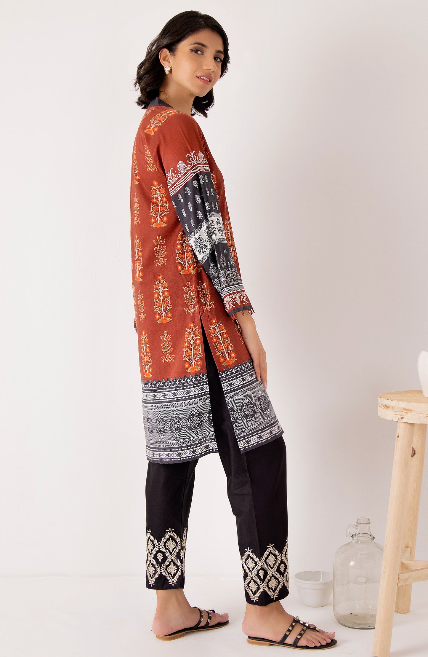 Stitched 1 Piece Printed Cambric Shirt