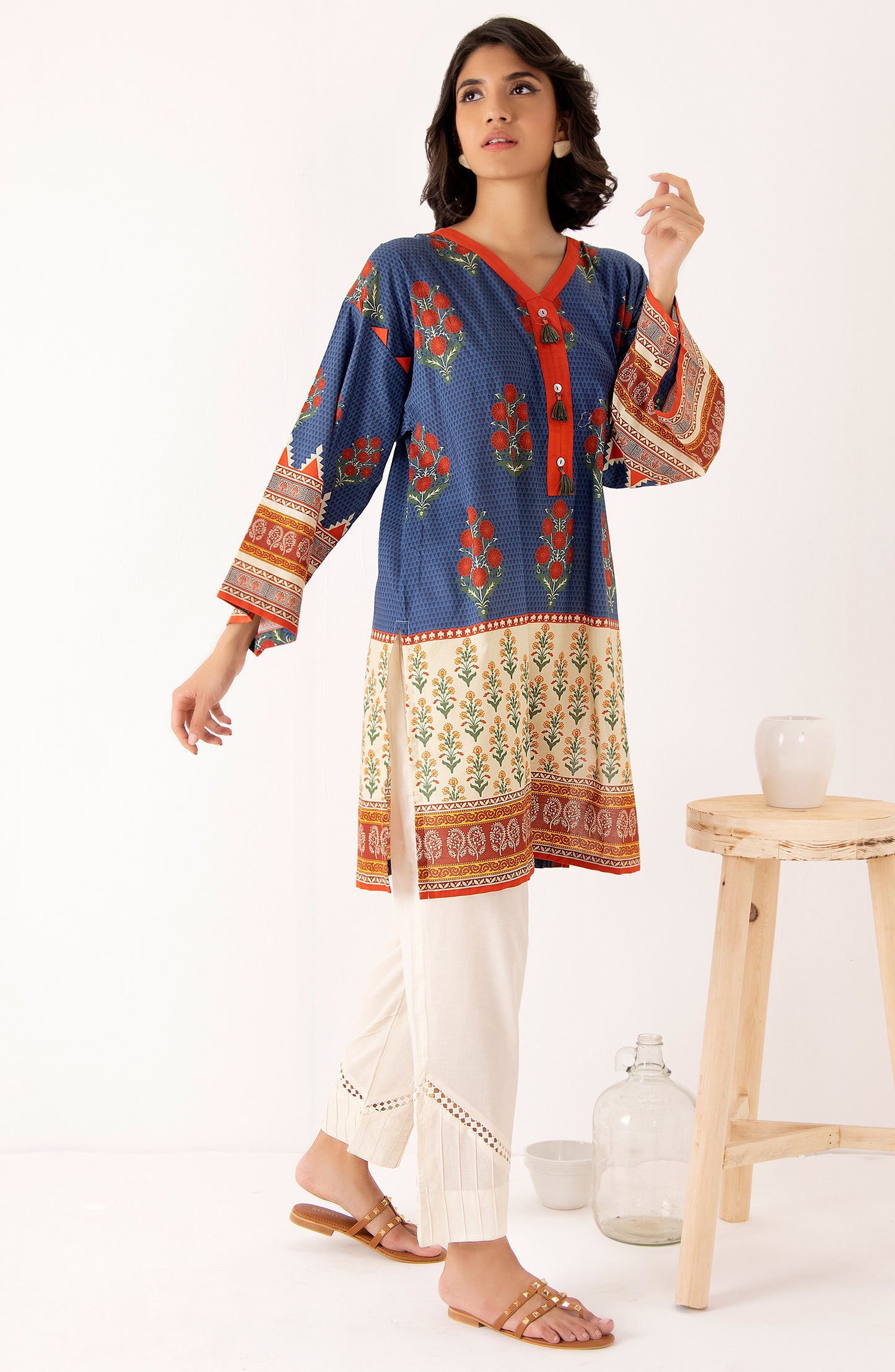 Stitched 1 Piece Printed Cambric Shirt