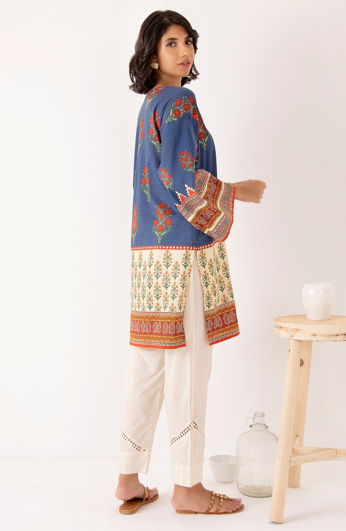 Stitched 1 Piece Printed Cambric Shirt