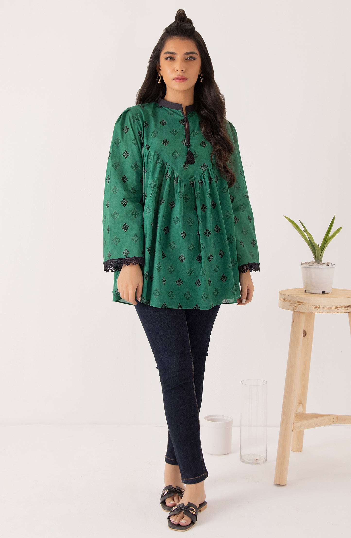 Stitched 1 Piece Printed Cambric Shirt