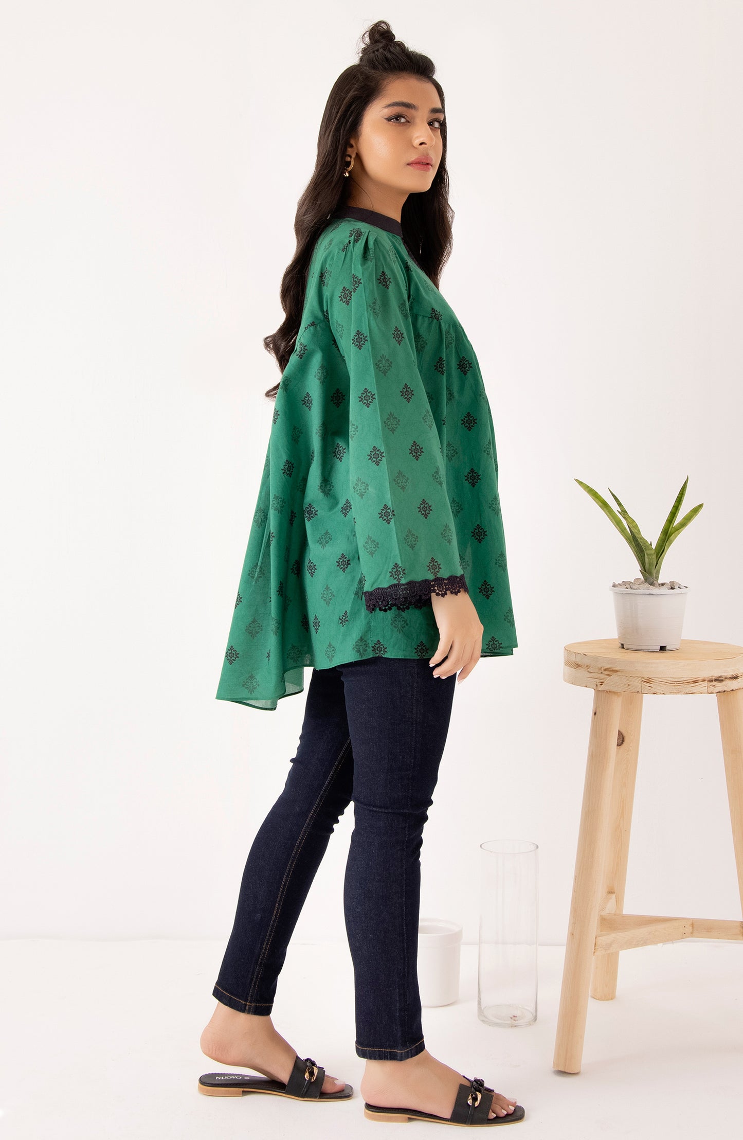 Stitched 1 Piece Printed Cambric Shirt