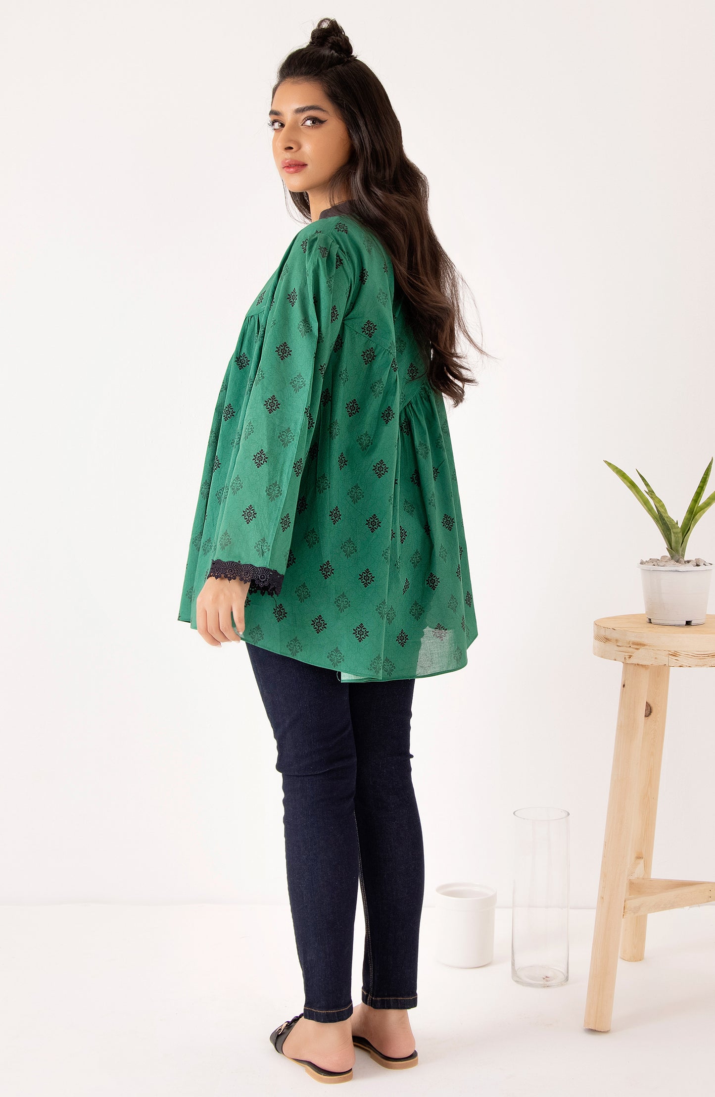 Stitched 1 Piece Printed Cambric Shirt