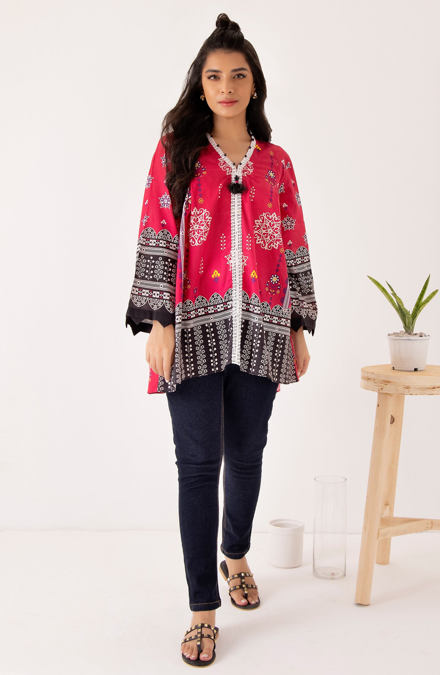 Stitched 1 Piece Printed Cambric Shirt