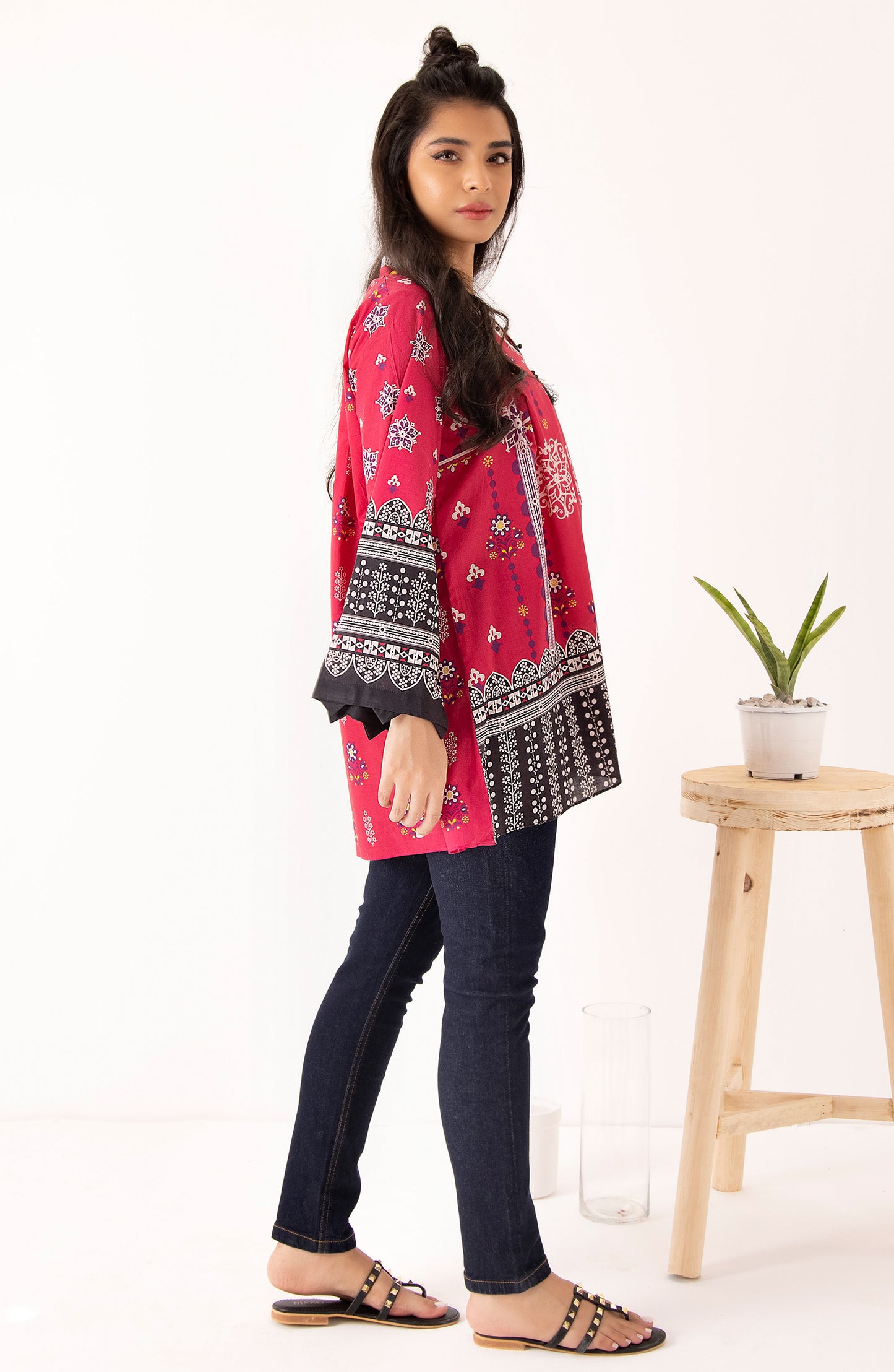 Stitched 1 Piece Printed Cambric Shirt
