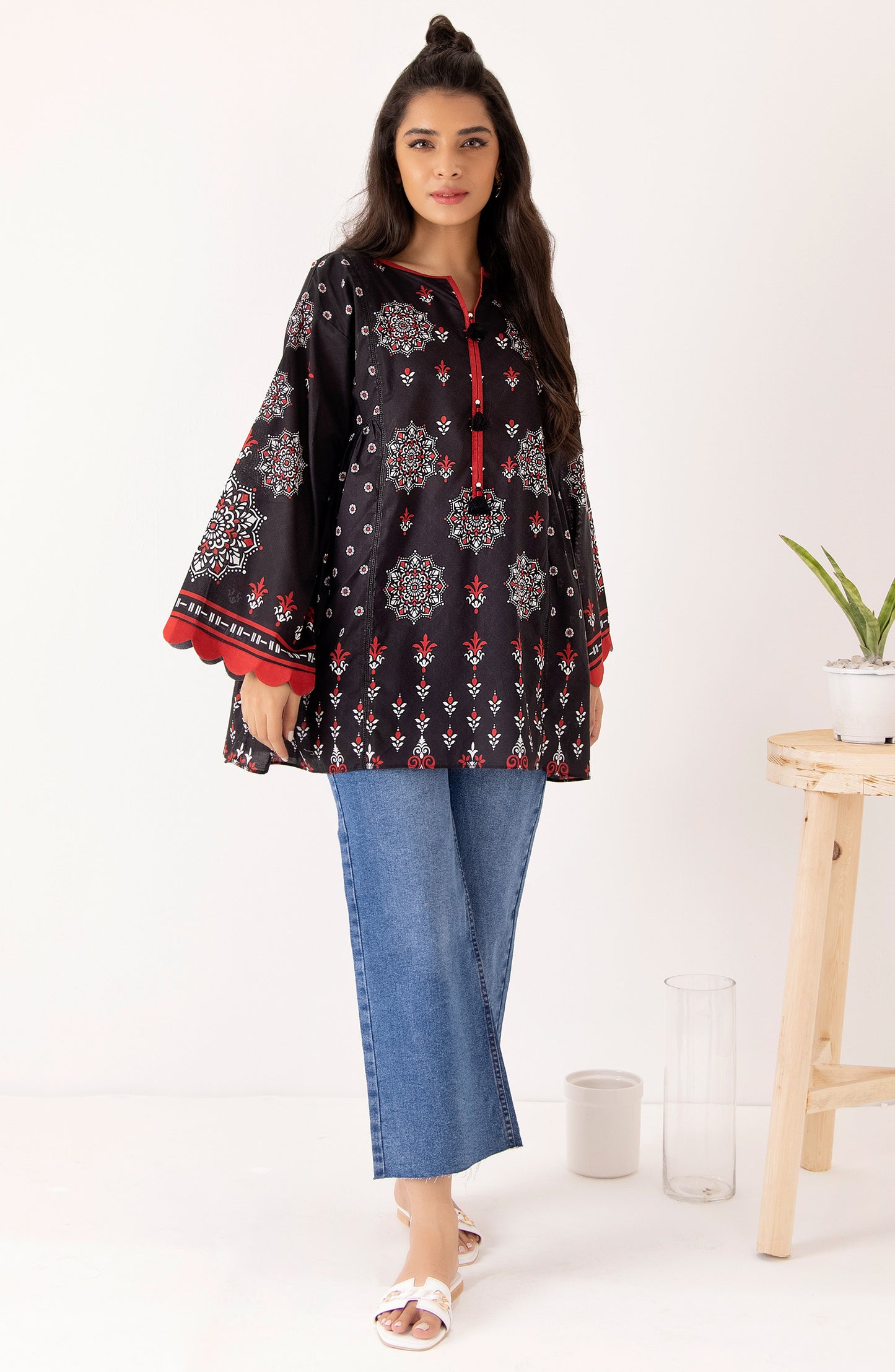 Stitched 1 Piece Printed Cambric Shirt