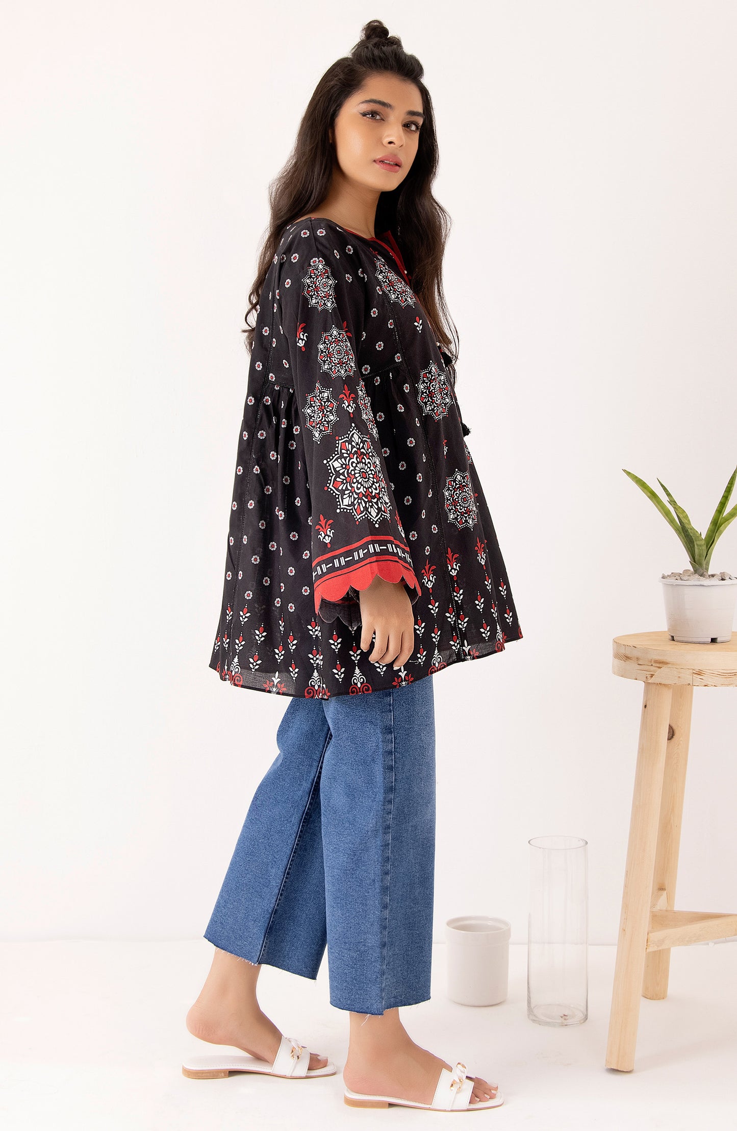 Stitched 1 Piece Printed Cambric Shirt