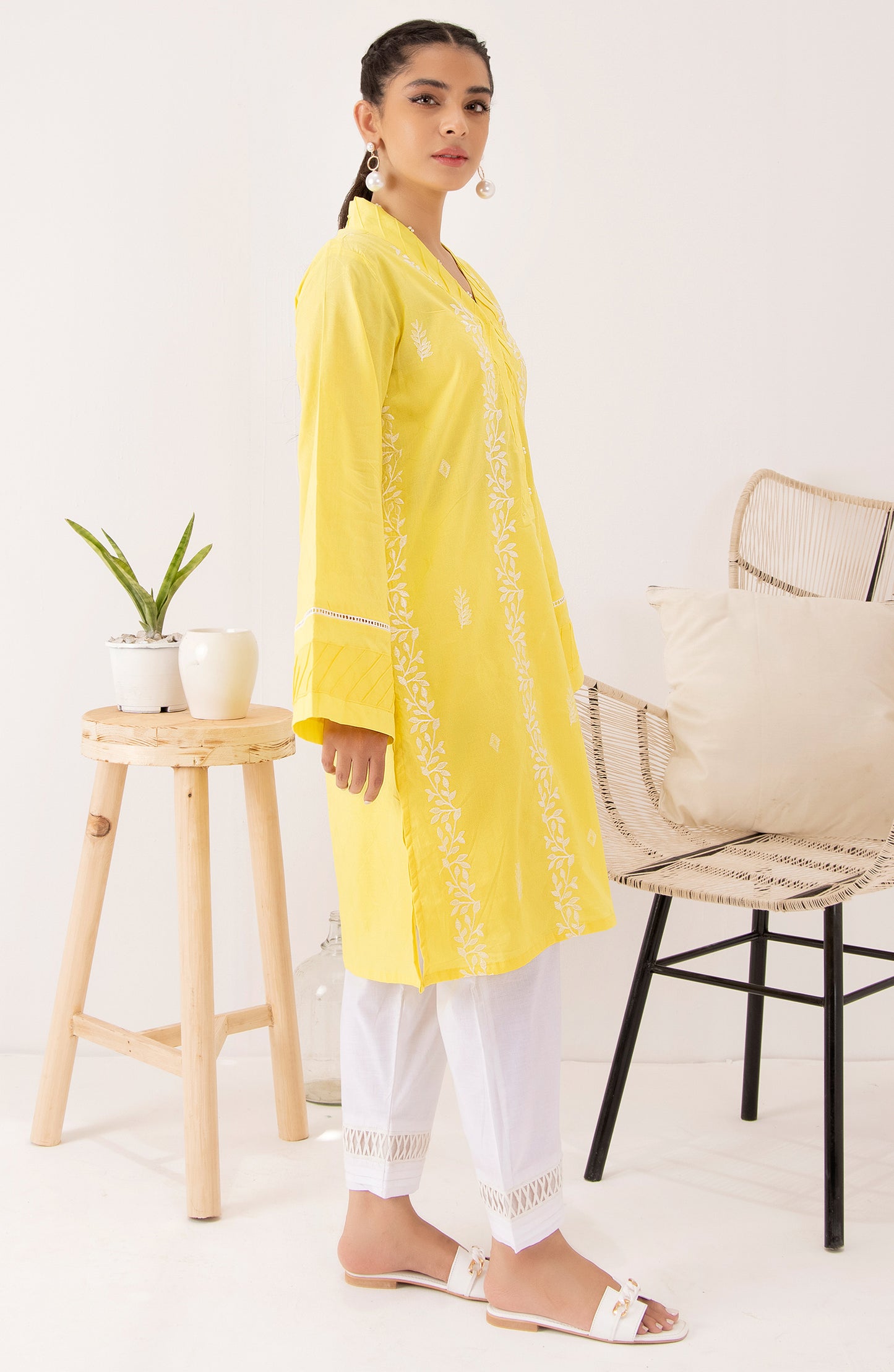 Stitched 1 Piece Embroidered Jacquard Shirt