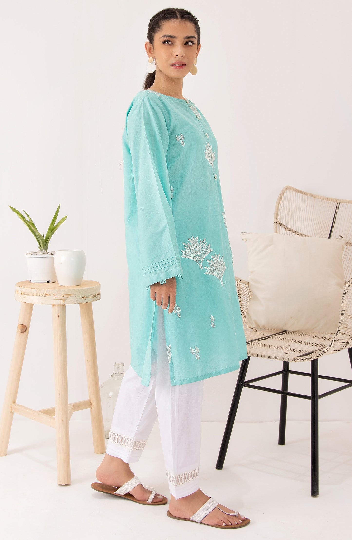 Stitched 1 Piece Embroidered Jacquard Shirt