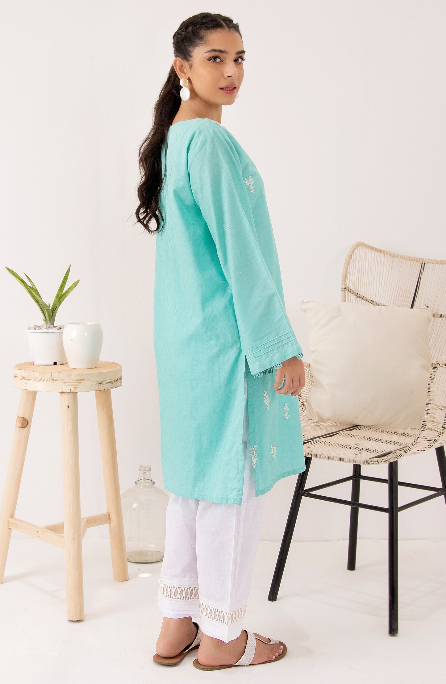 Stitched 1 Piece Embroidered Jacquard Shirt