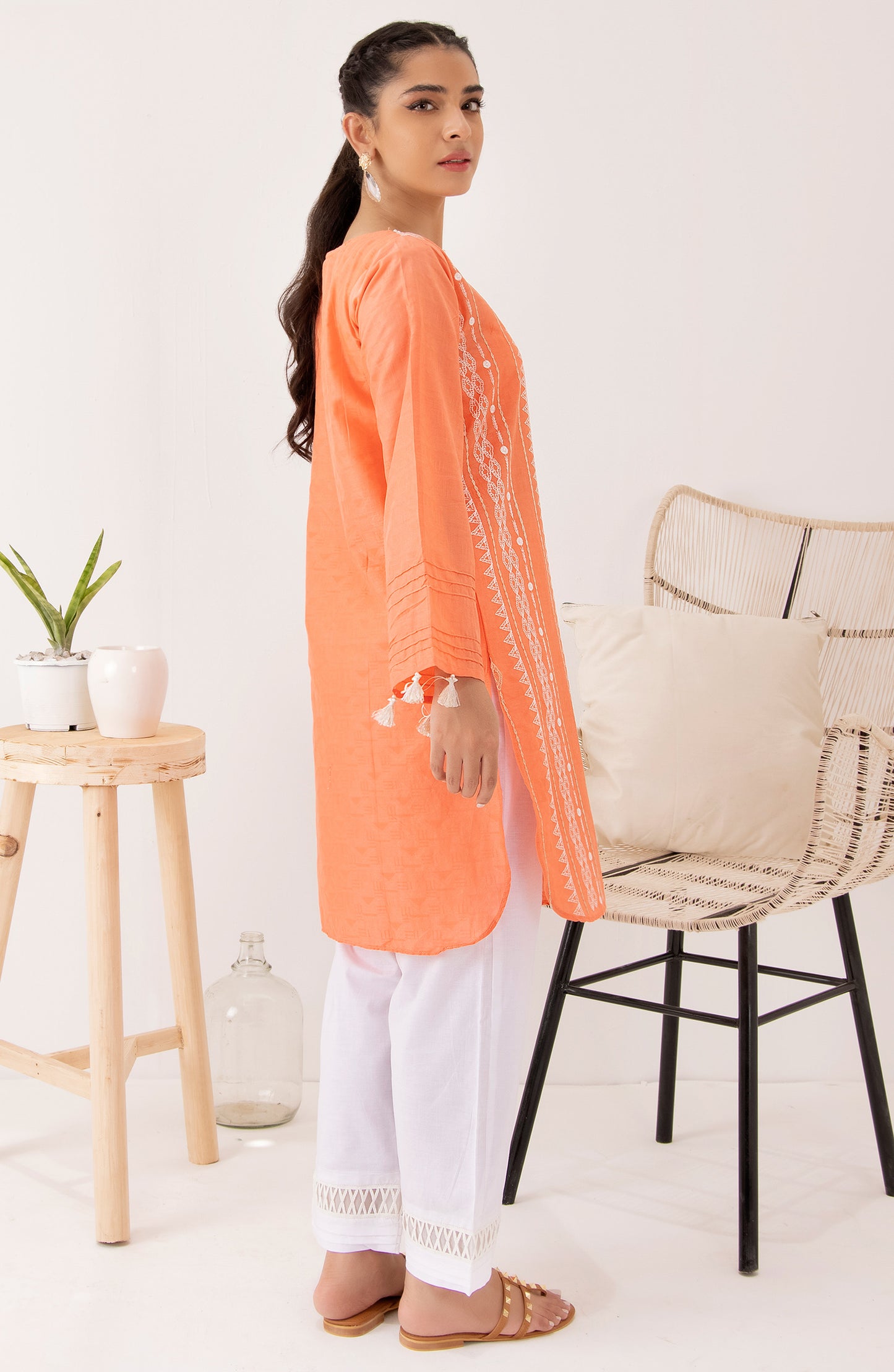 Stitched 1 Piece Embroidered Jacquard Shirt