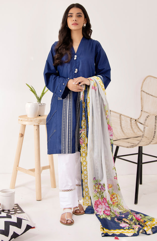 OTL-22-004/U RED LAWN  UNSTITCHED SHIRT DUPATTA PANTS