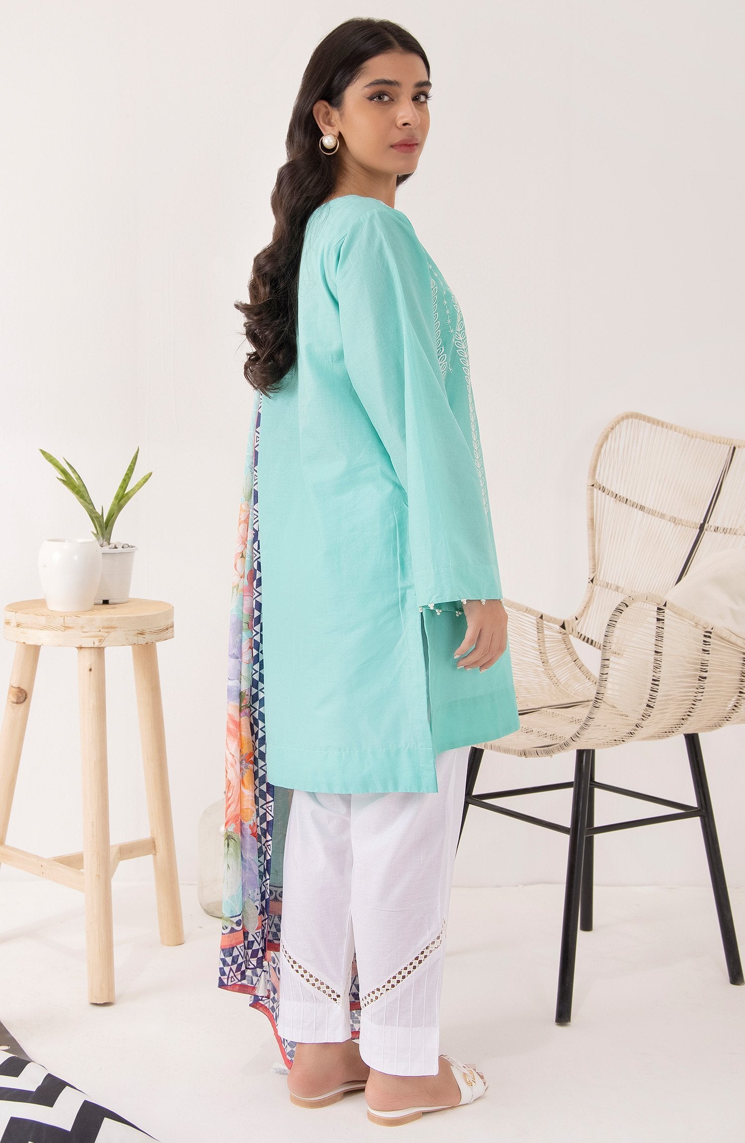 OTL-22-004/U RED LAWN  UNSTITCHED SHIRT DUPATTA PANTS