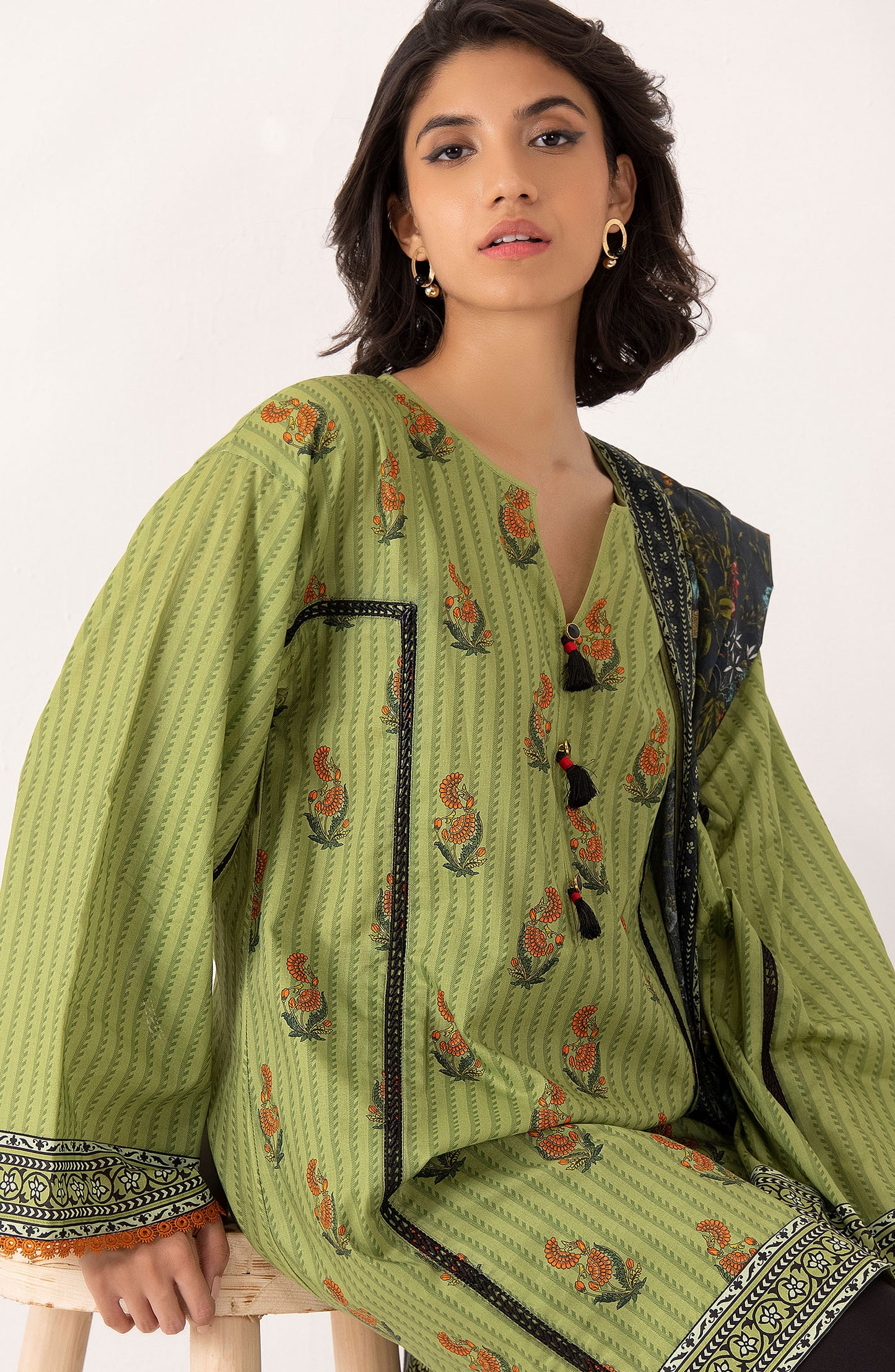Stitched 2 Piece Printed Cambric Shirt Lawn Dupatta