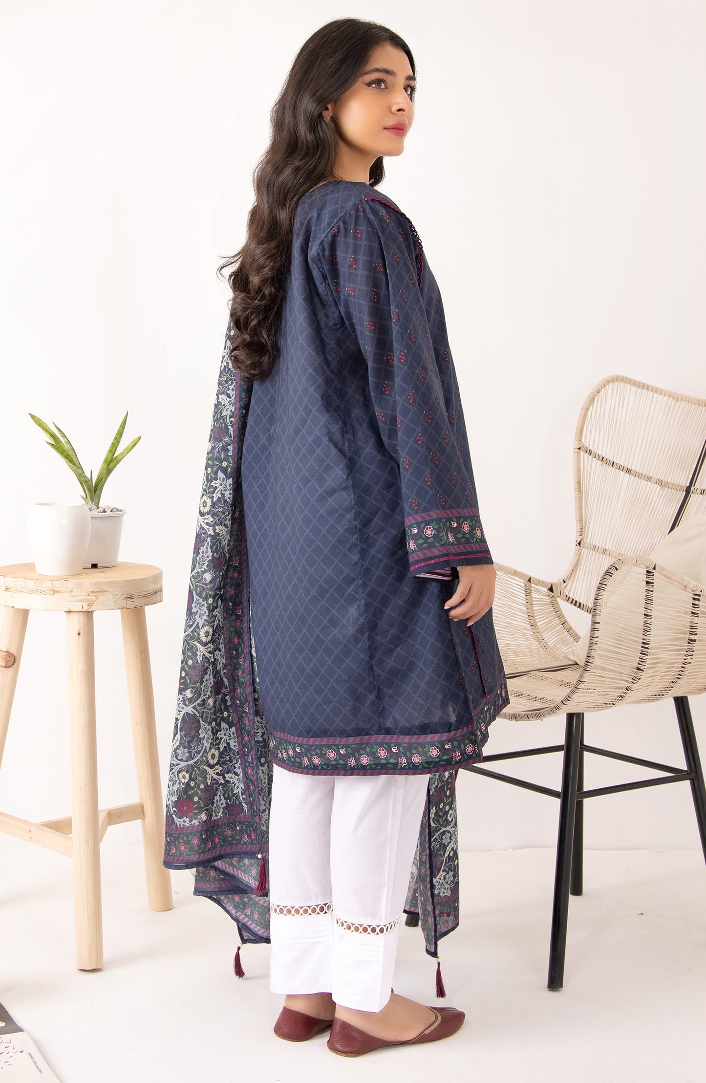 Stitched 2 Piece Printed Cambric Shirt and Lawn Dupatta