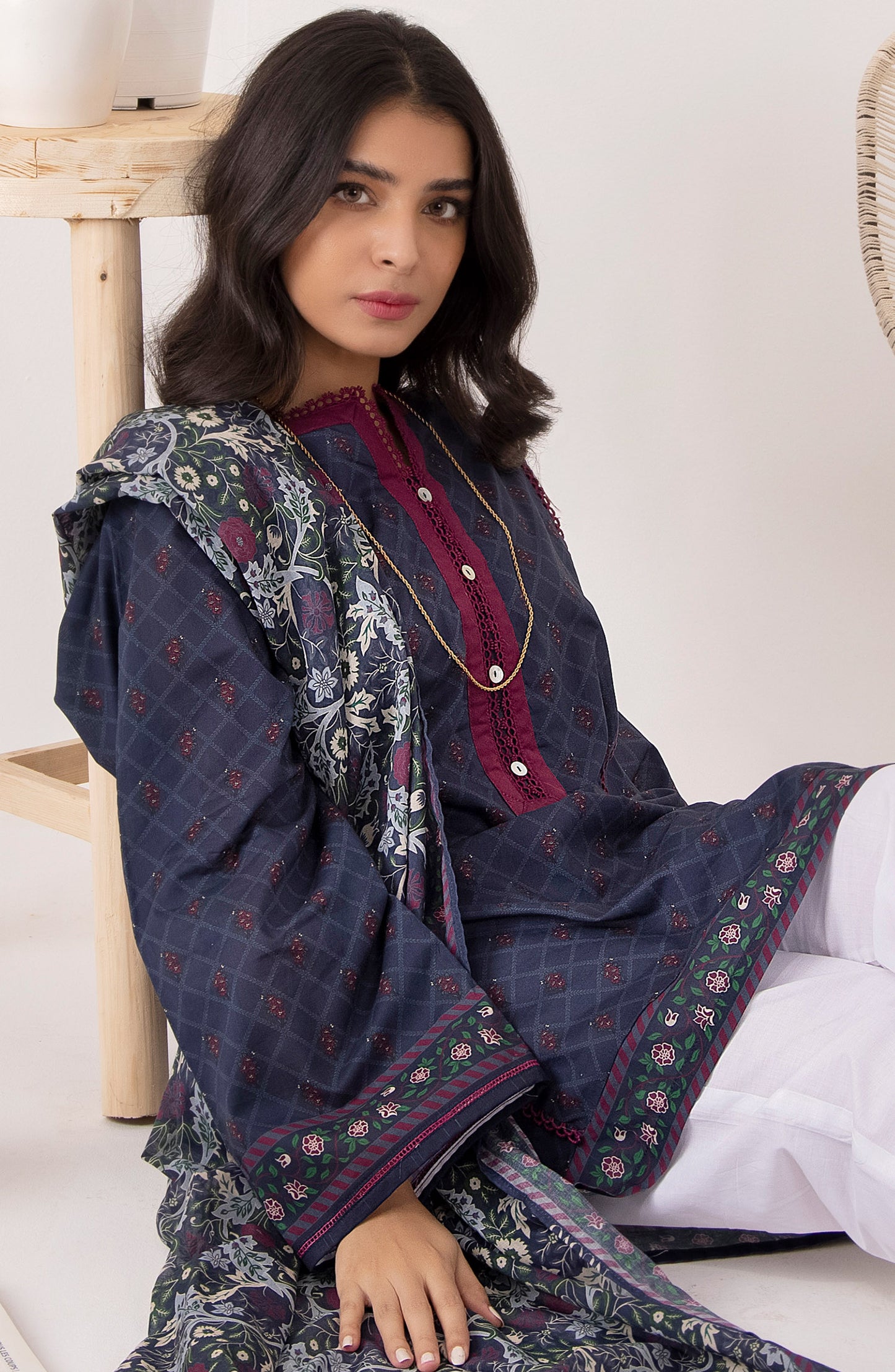 Stitched 2 Piece Printed Cambric Shirt and Lawn Dupatta