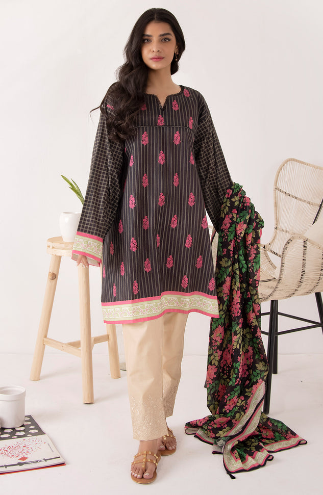 Stitched 2 Piece Printed Cambric Shirt and Lawn Dupatta