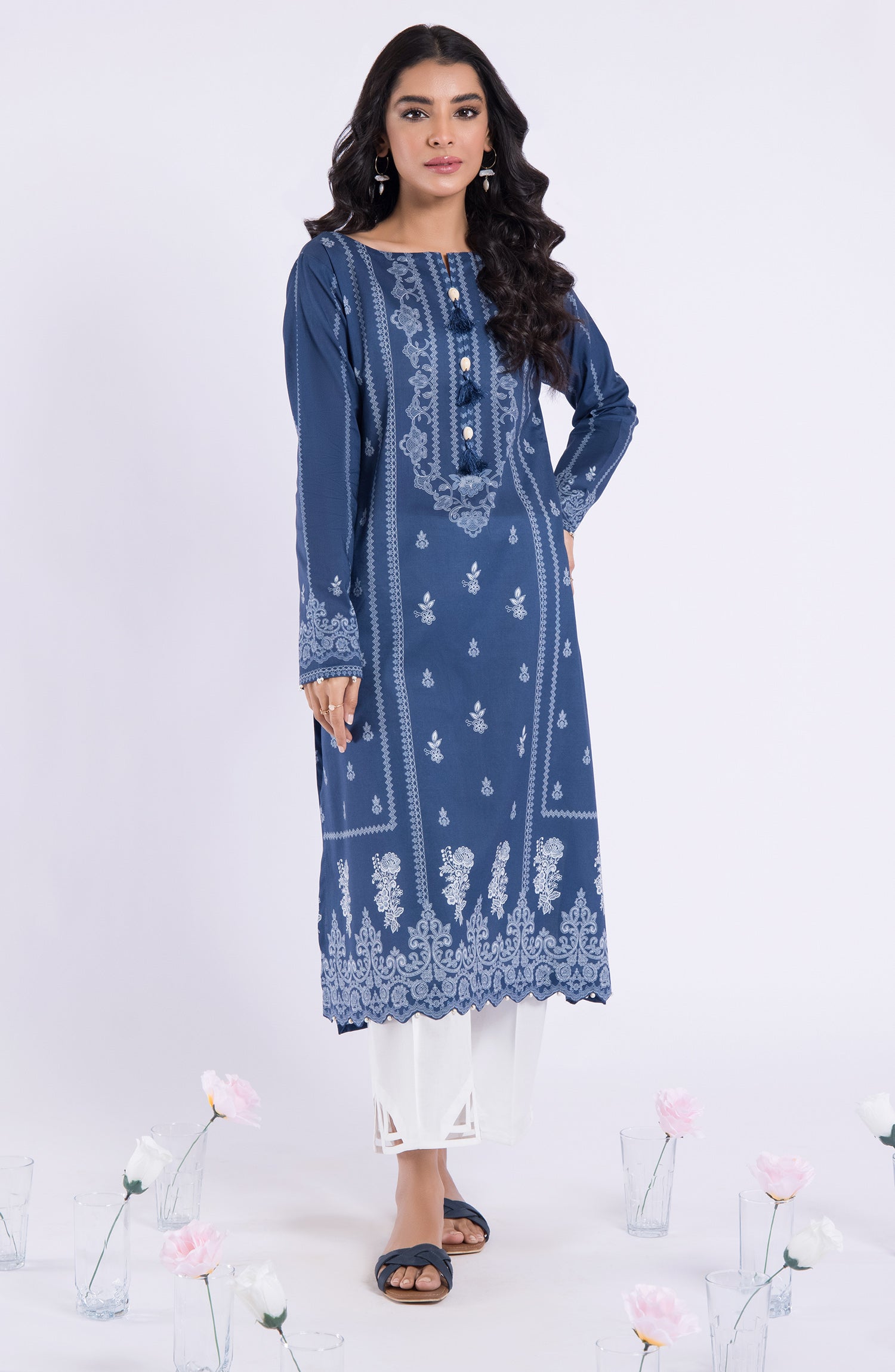 HCS-22-080/U BLUE LAWN SCSHIRT UNSTITCHED SHIRT