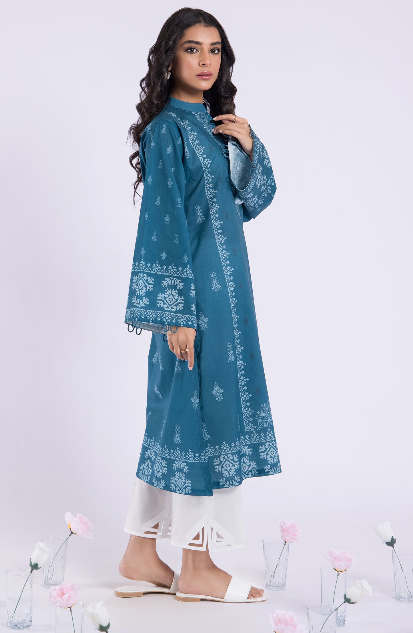 HCS-22-075/U TEAL LAWN SCSHIRT UNSTITCHED SHIRT