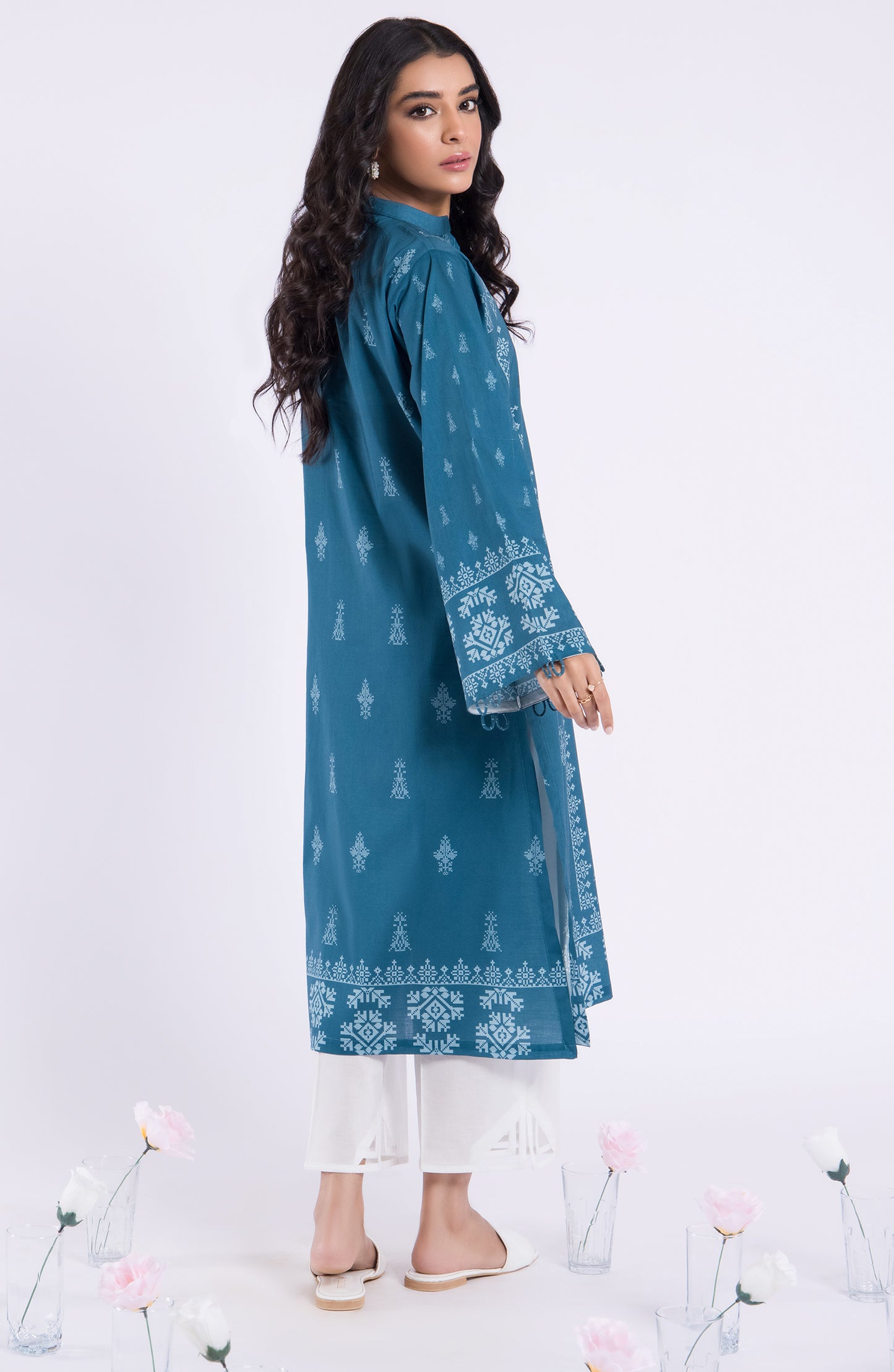 HCS-22-075/U TEAL LAWN SCSHIRT UNSTITCHED SHIRT