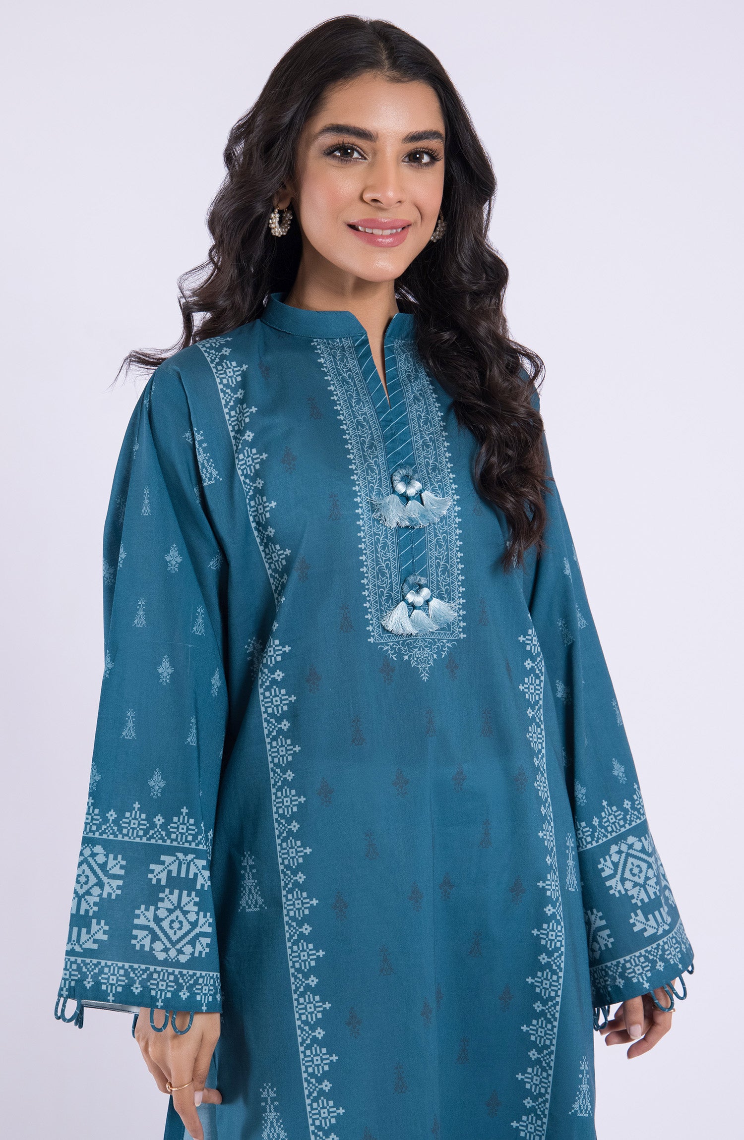 HCS-22-075/U TEAL LAWN SCSHIRT UNSTITCHED SHIRT