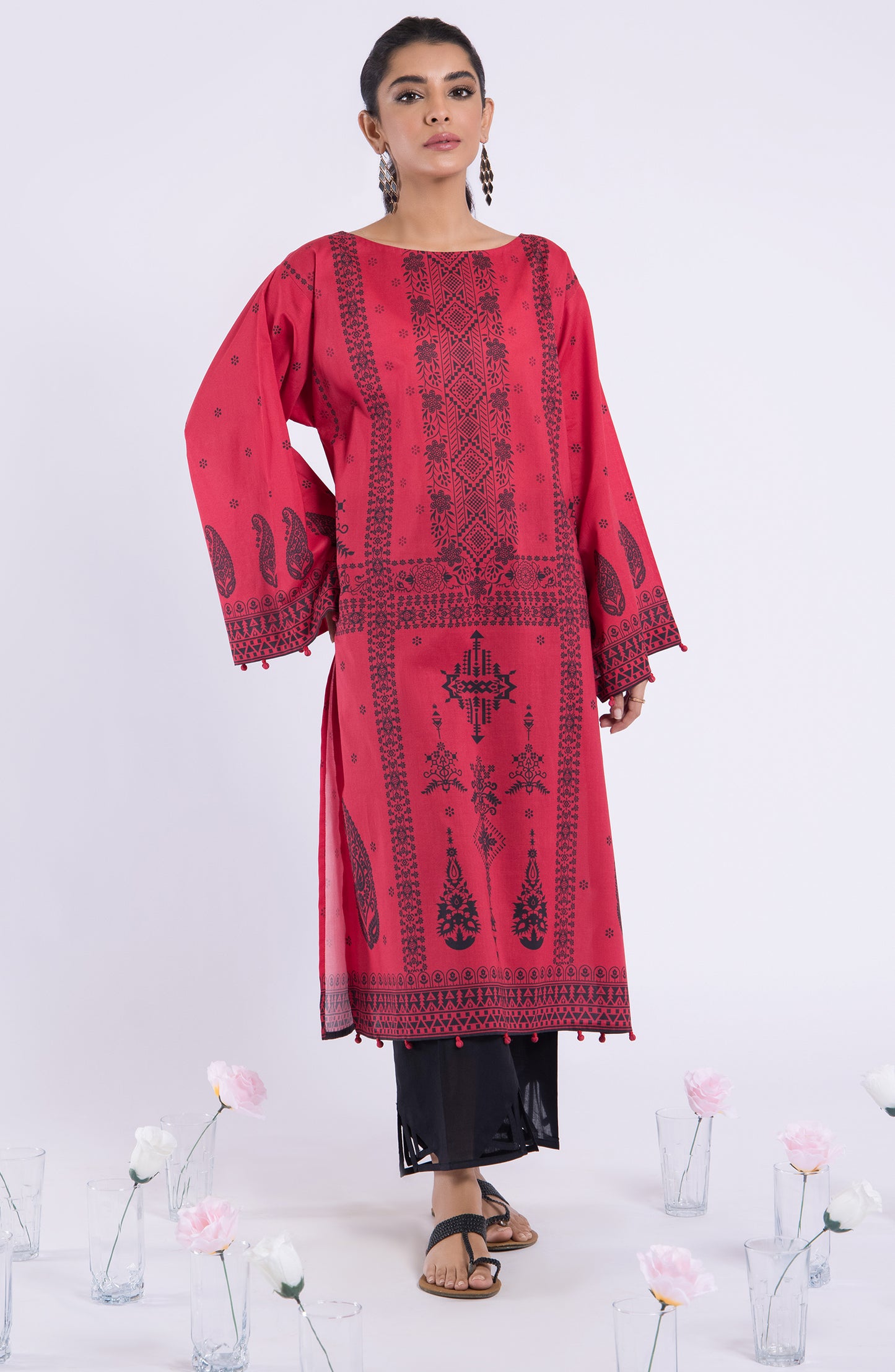 HCS-22-076/U RED LAWN SCSHIRT UNSTITCHED SHIRT