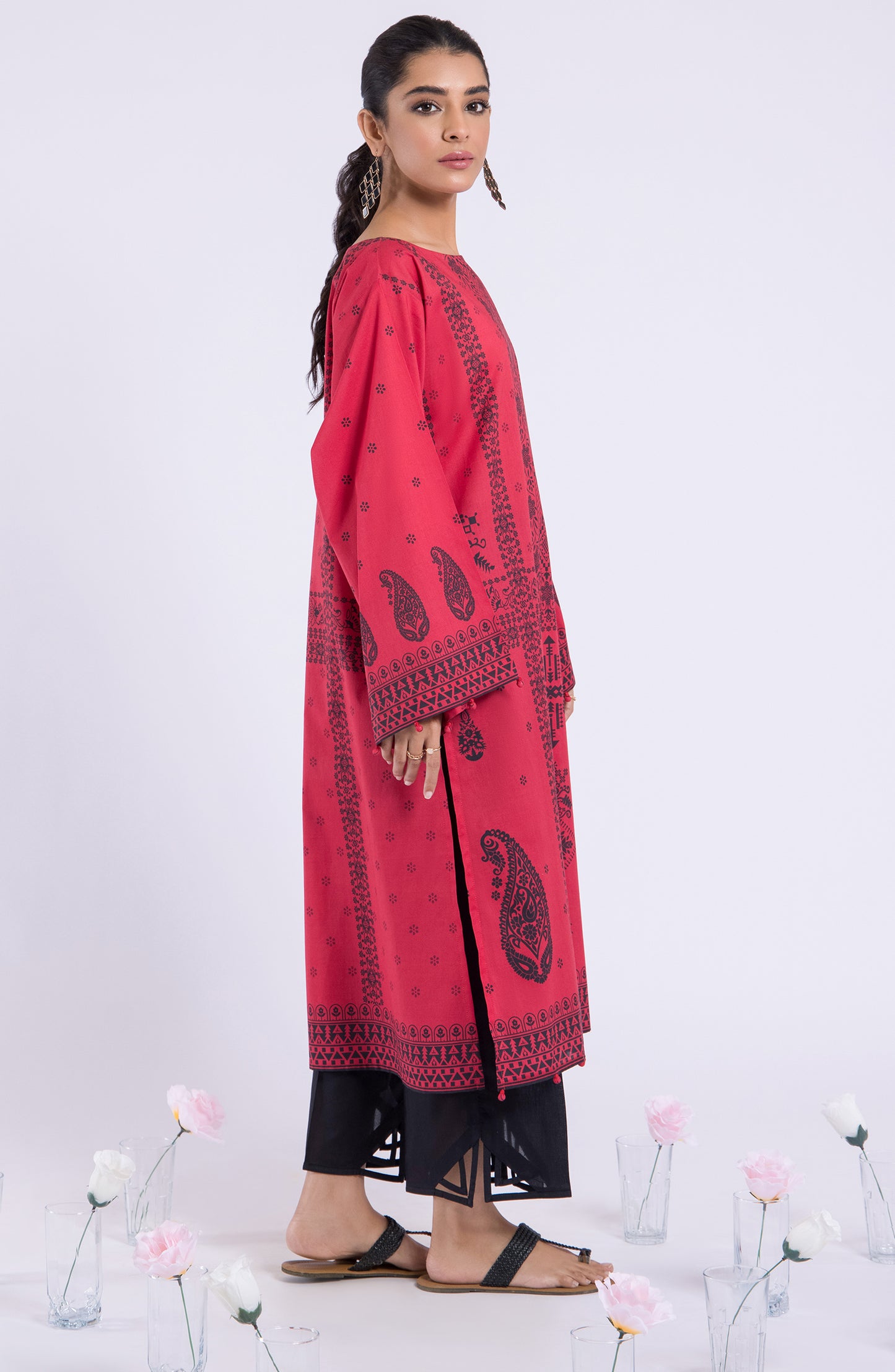 HCS-22-076/U RED LAWN SCSHIRT UNSTITCHED SHIRT