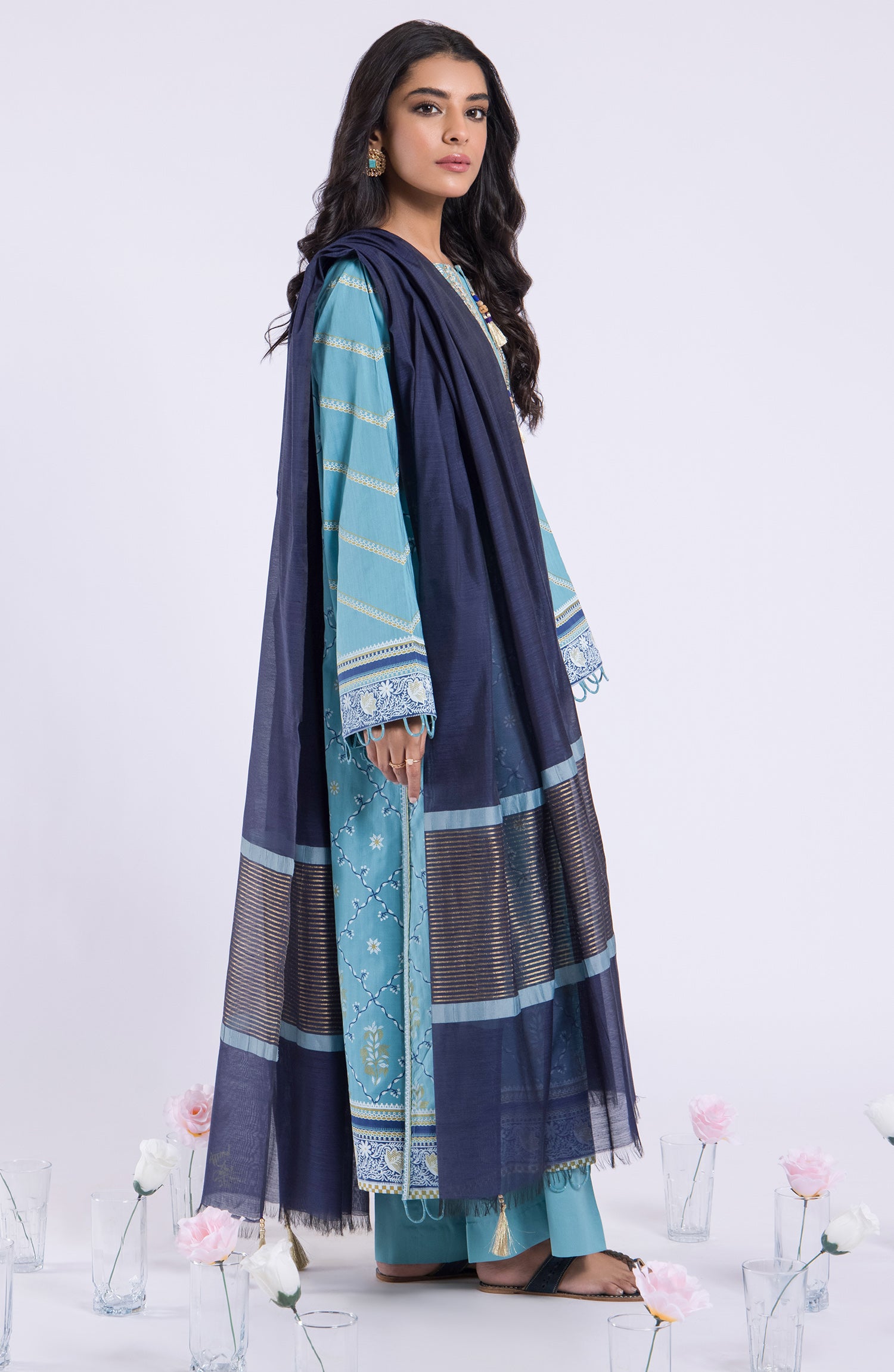 OTL-22-039/S SEA GREEN JACQUARD  READY TO WEAR SHIRT DUPATTA PANTS