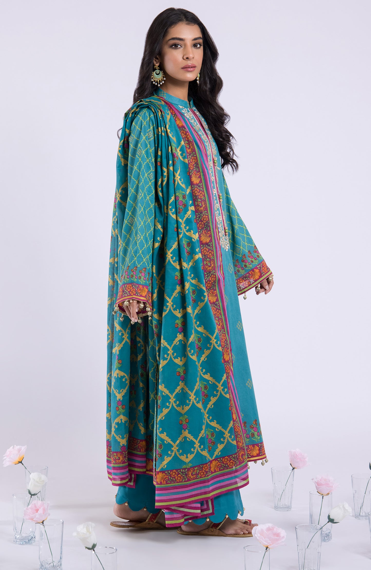 OTL-22-030/U TEAL LAWN  UNSTITCHED SHIRT DUPATTA PANTS