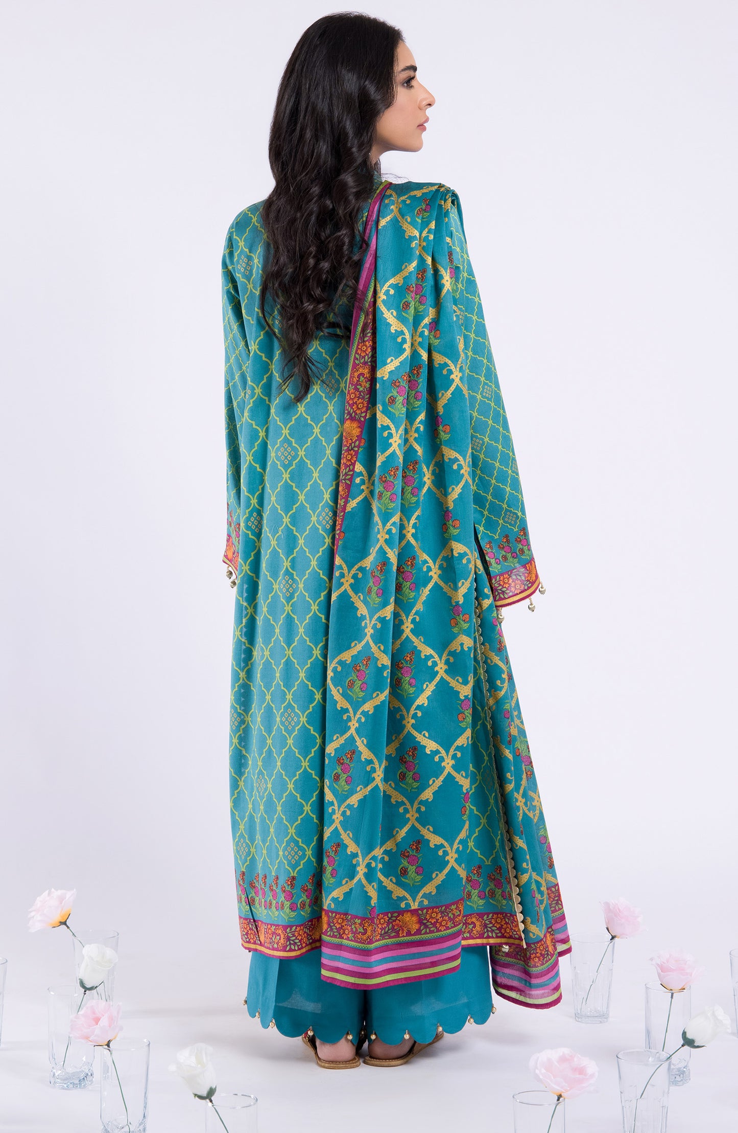 OTL-22-030/U TEAL LAWN  UNSTITCHED SHIRT DUPATTA PANTS