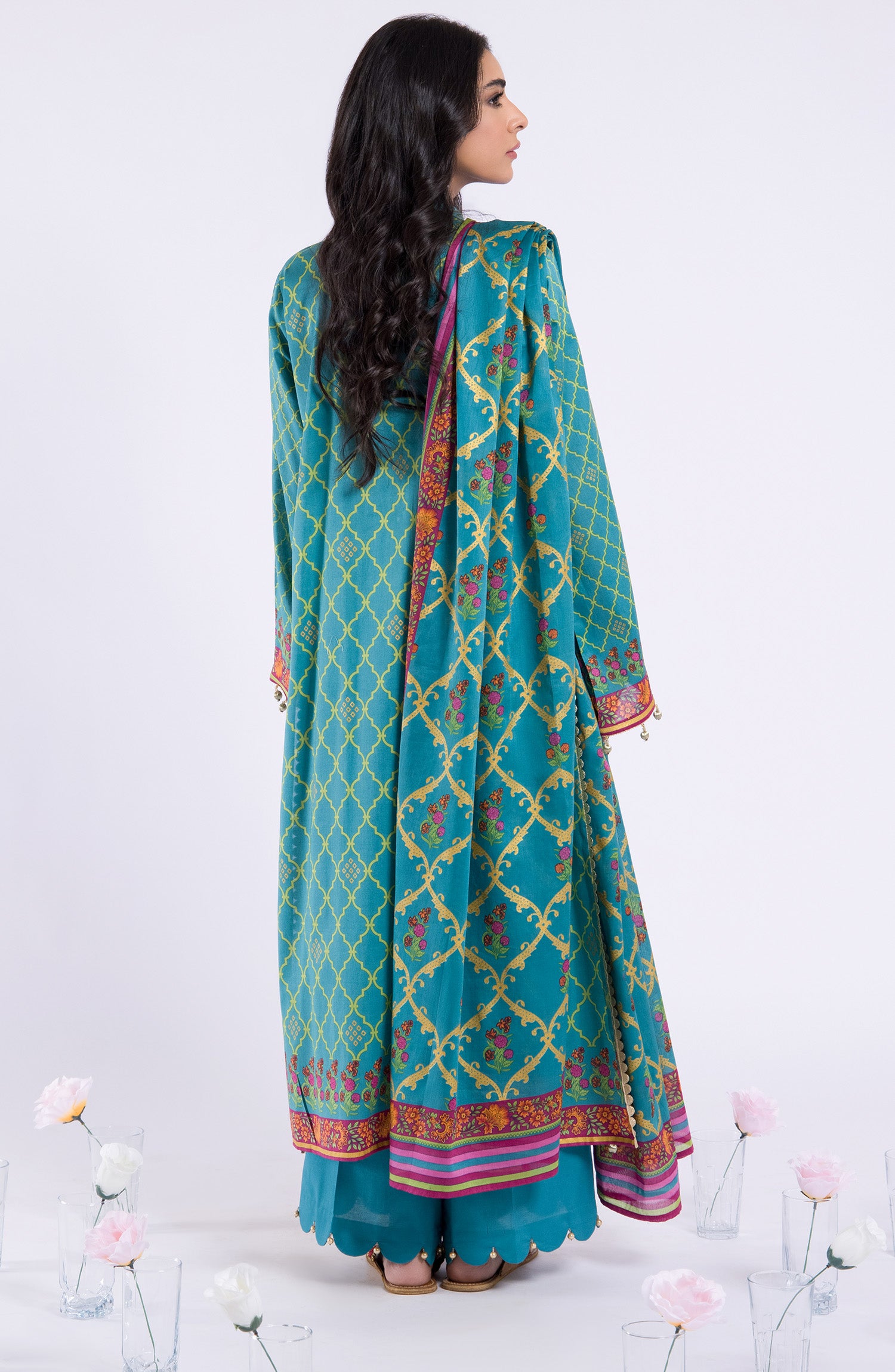 OTL-22-030/U TEAL LAWN  UNSTITCHED SHIRT DUPATTA PANTS