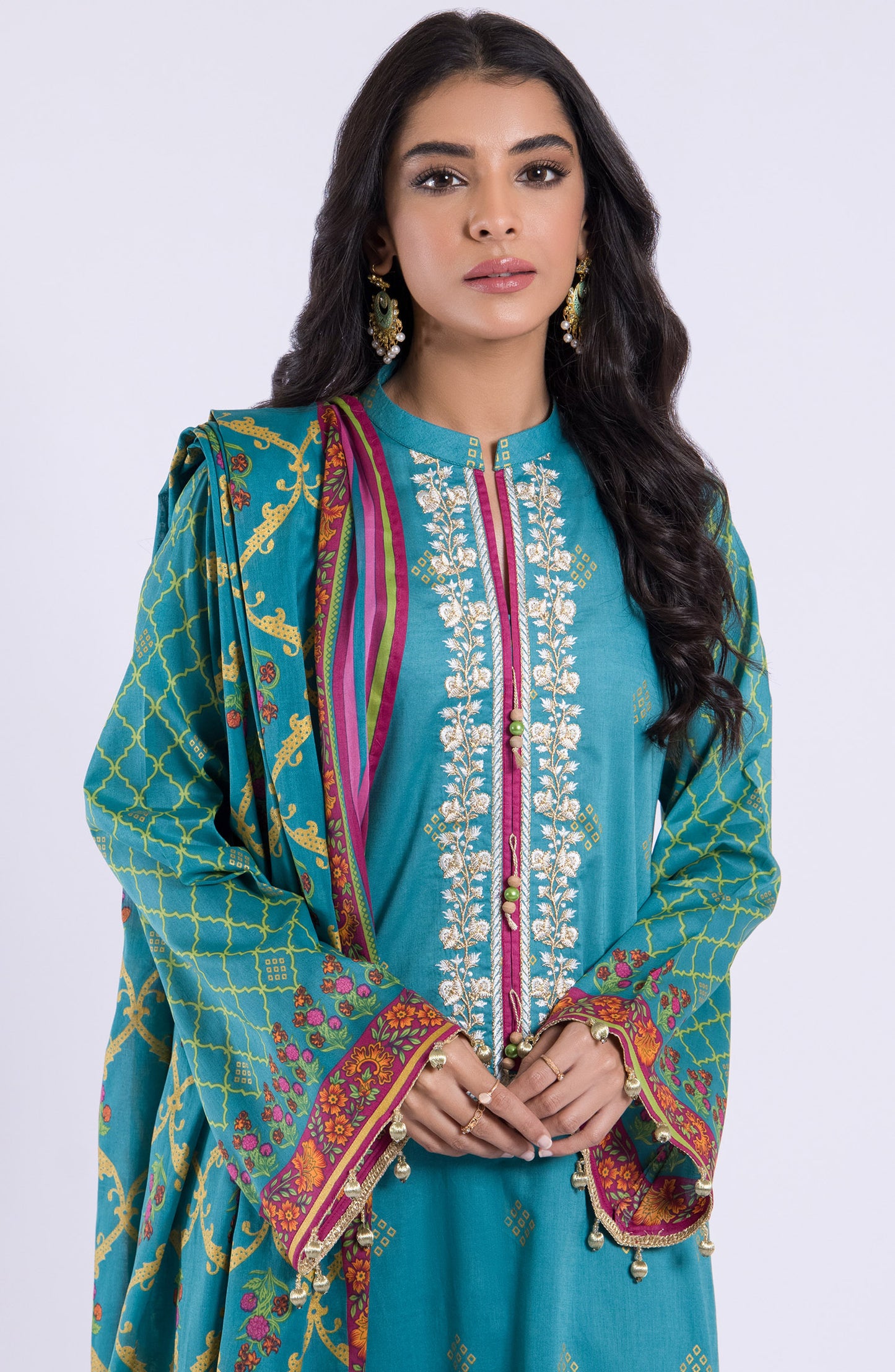 OTL-22-030/U TEAL LAWN  UNSTITCHED SHIRT DUPATTA PANTS
