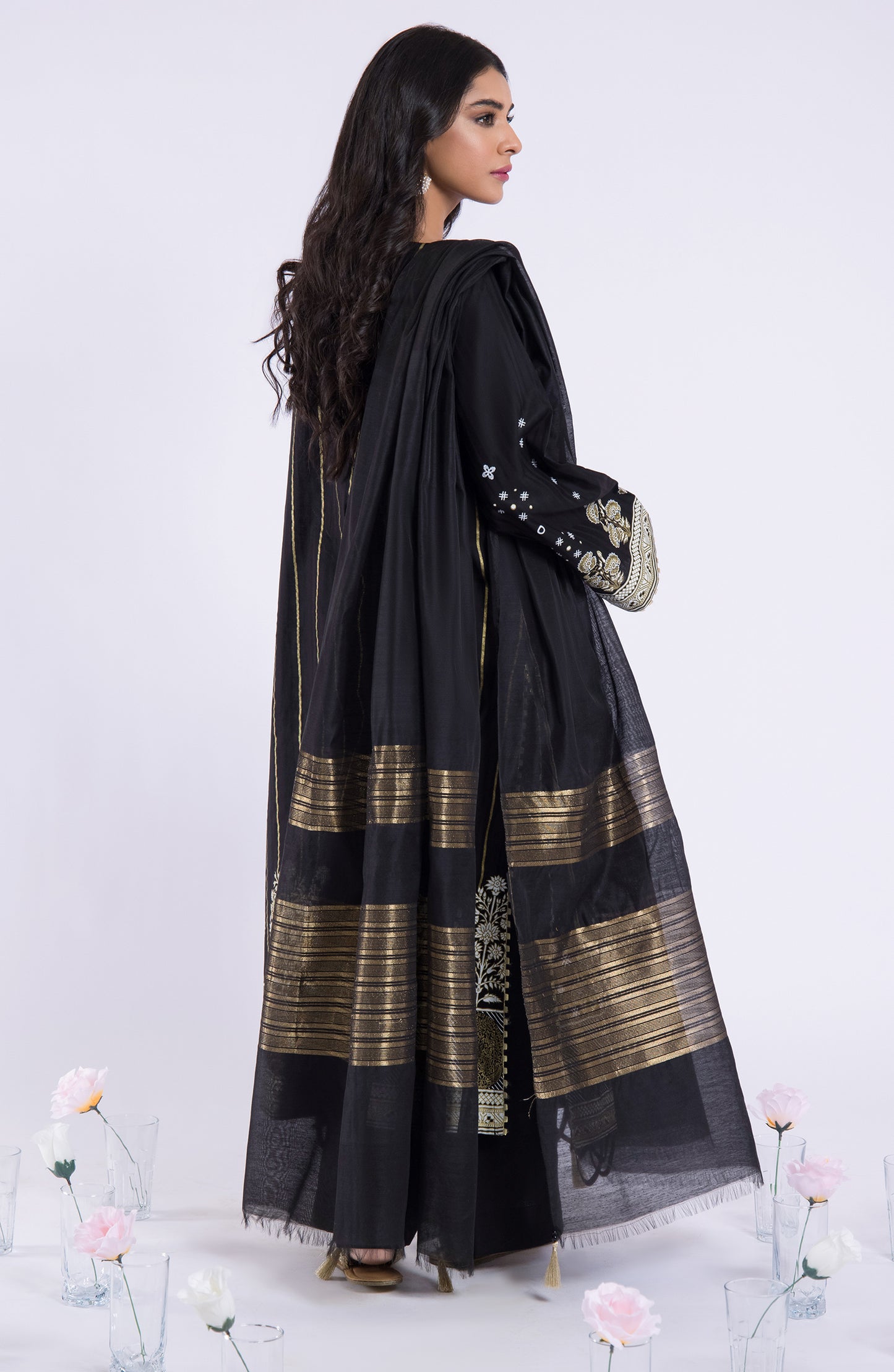 OTL-22-041/S BLACK JACQUARD  READY TO WEAR SHIRT DUPATTA PANTS