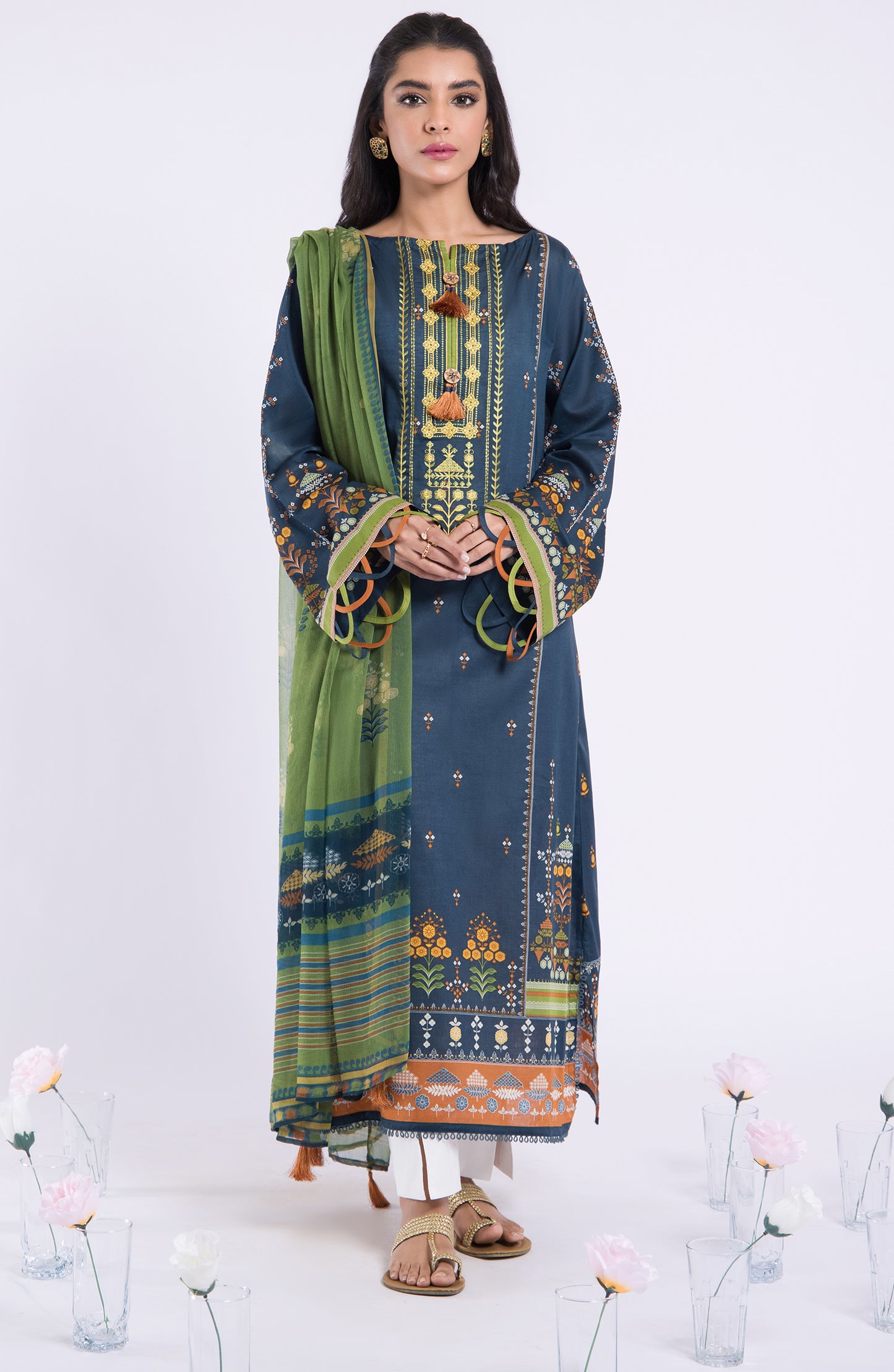 NRDS-22-031/U BLUE LAWN  UNSTITCHED SHIRT DUPATTA
