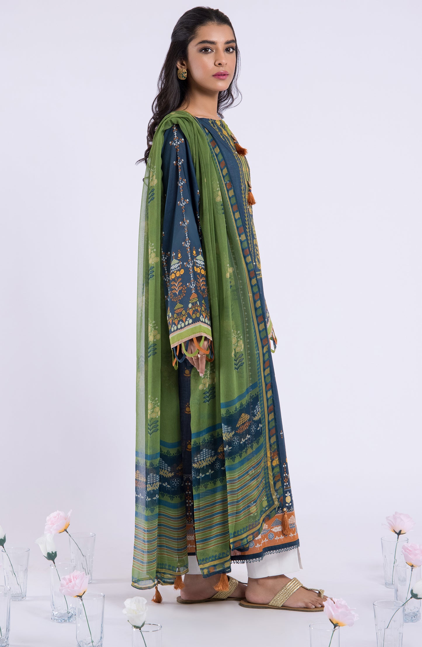 NRDS-22-031/U BLUE LAWN  UNSTITCHED SHIRT DUPATTA