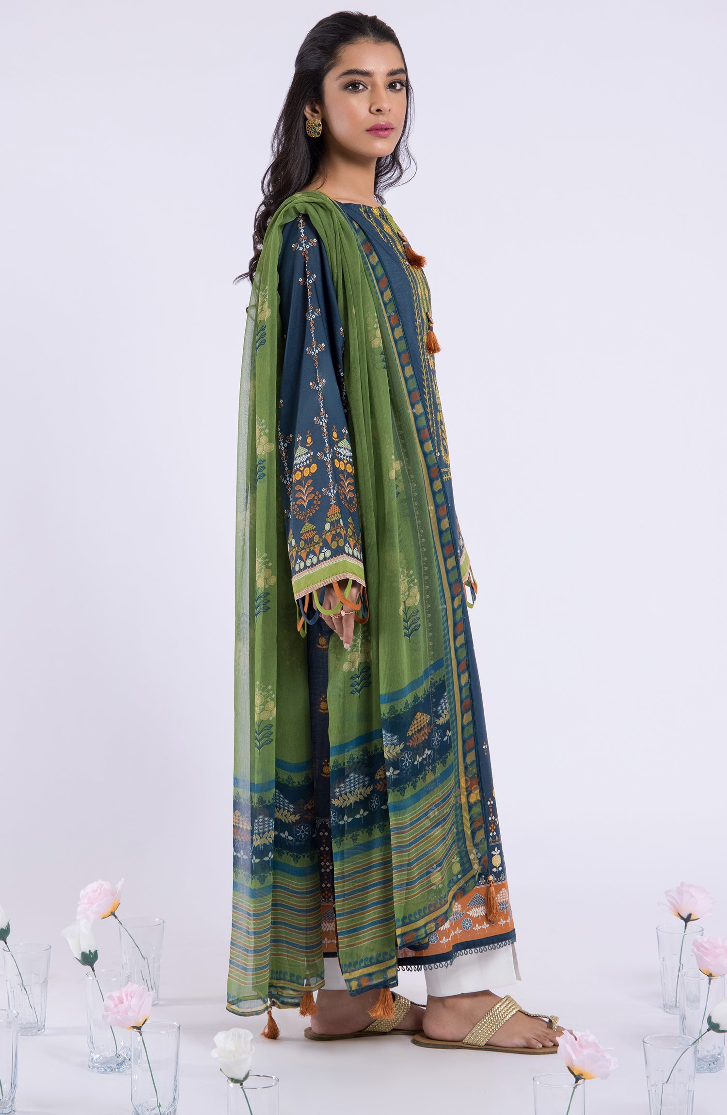 NRDS-22-031/U BLUE LAWN  UNSTITCHED SHIRT DUPATTA